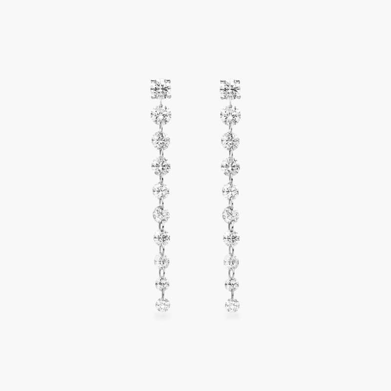 Graduated Pierced Diamond Dangling Earrings In 14K White Gold By James Allen