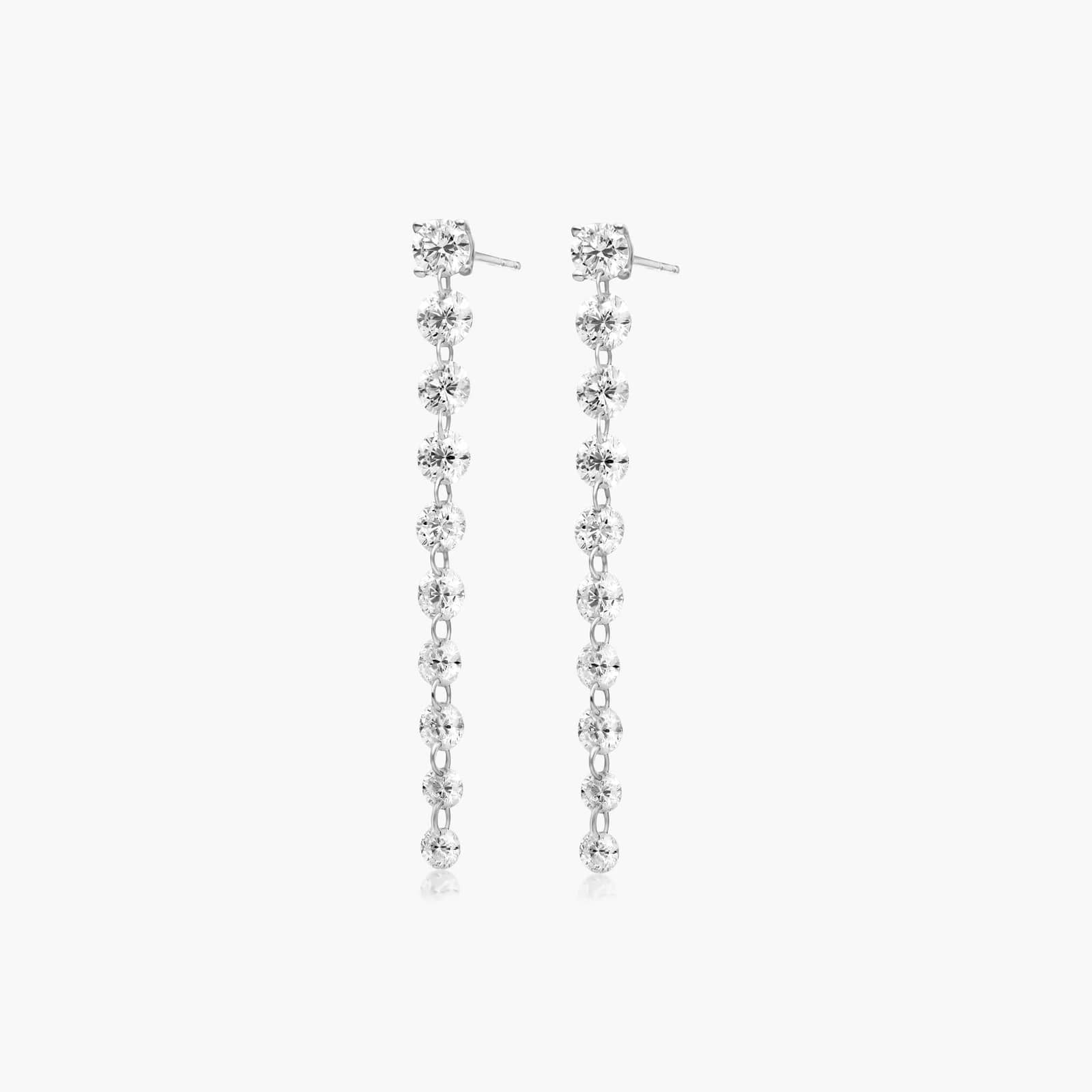 Graduated Pierced Diamond Dangling Earrings In 14K White Gold By James Allen