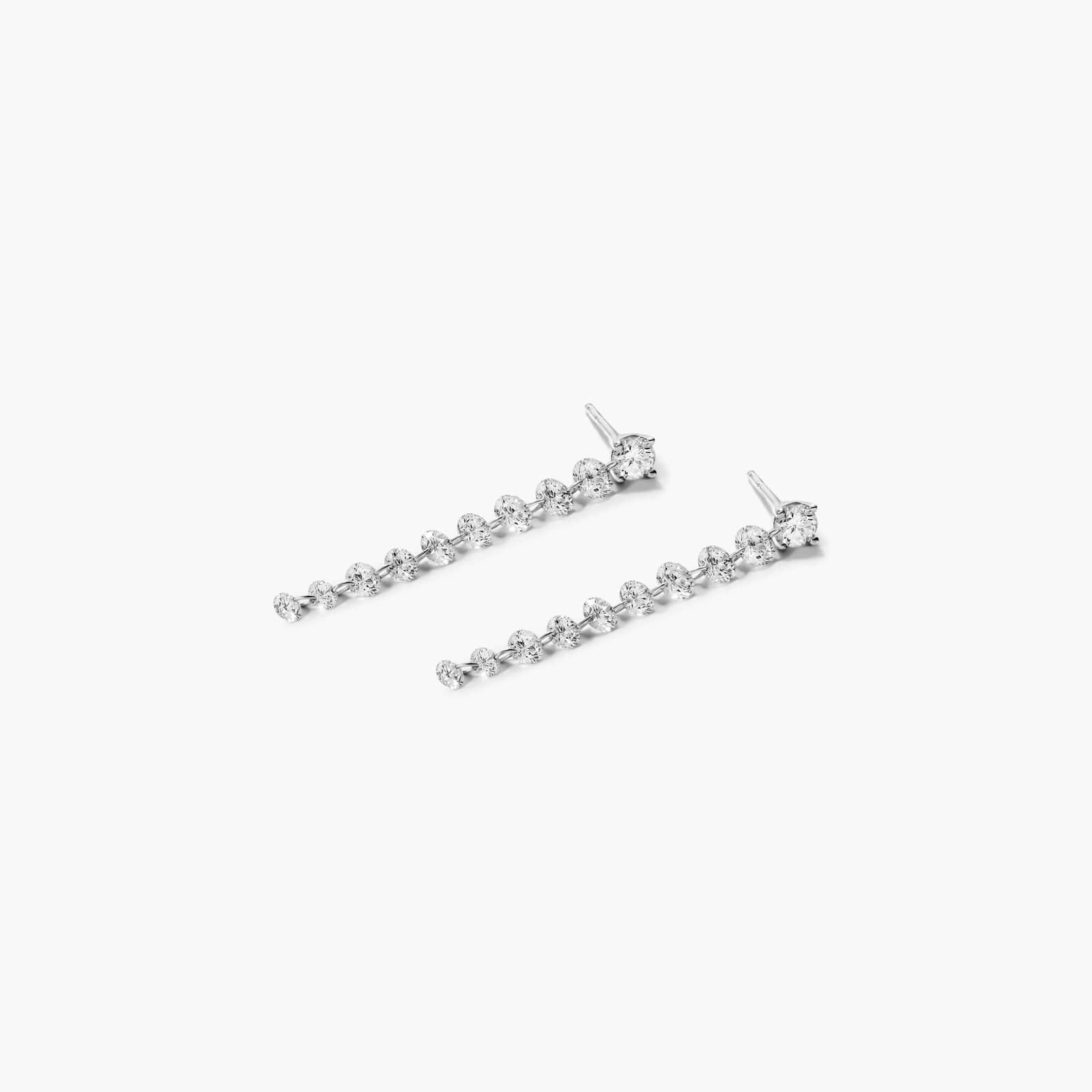 Graduated Pierced Diamond Dangling Earrings In 14K White Gold By James Allen