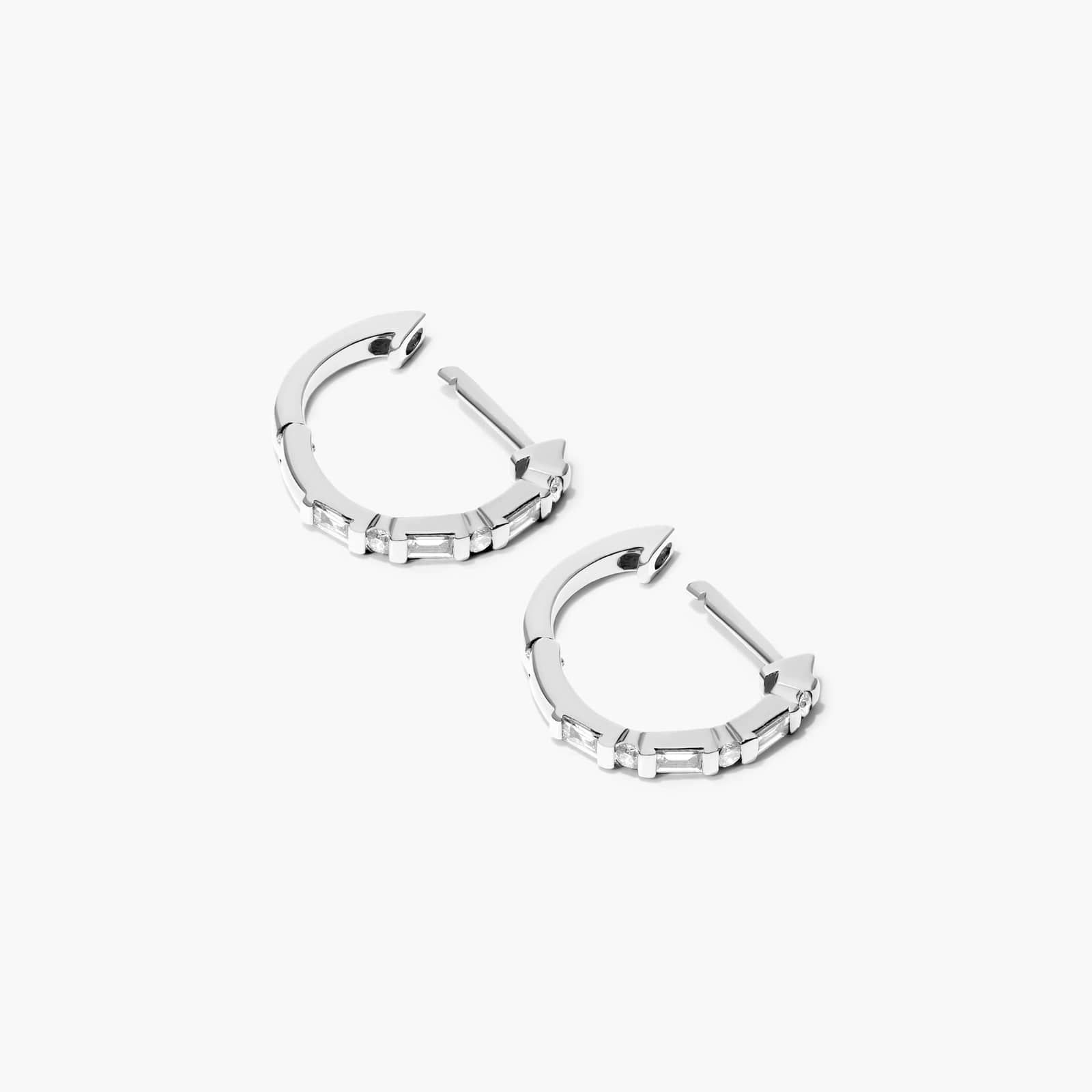 Diamond Huggie Hoop Earrings In 14K White Gold By James Allen