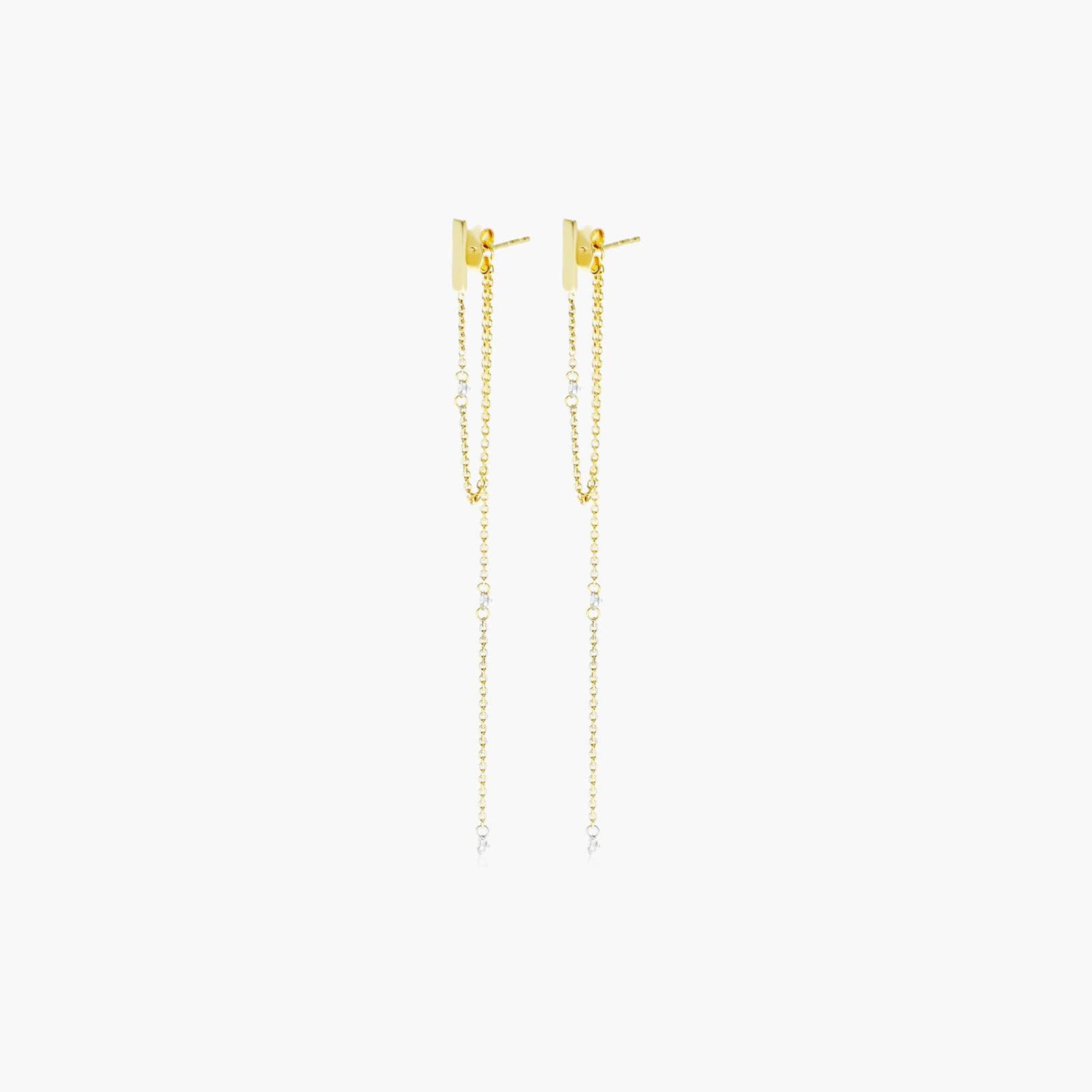 Chained Diamond Front And Back Earrings In 14K Yellow Gold By James Allen