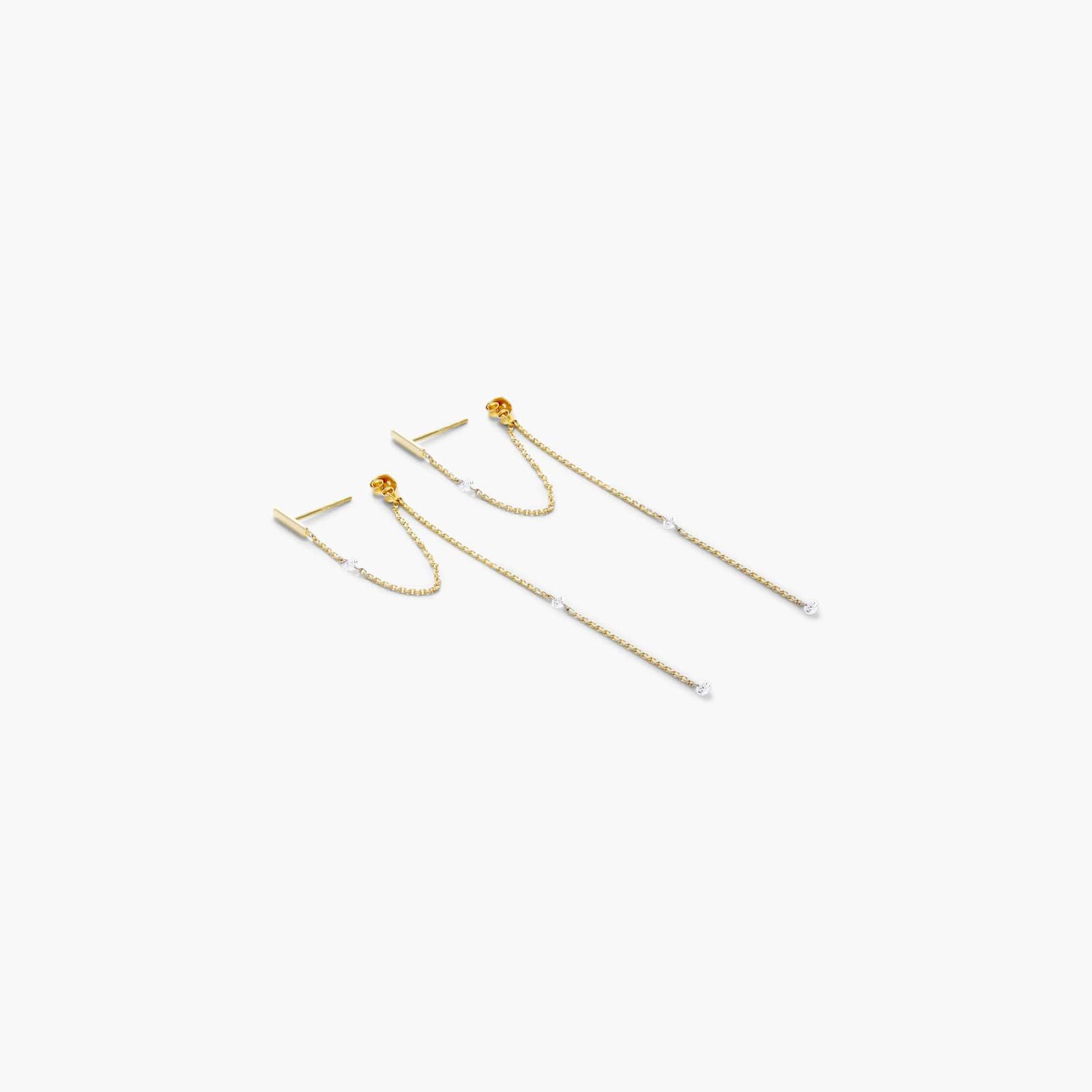 Chained Diamond Front And Back Earrings In 14K Yellow Gold By James Allen