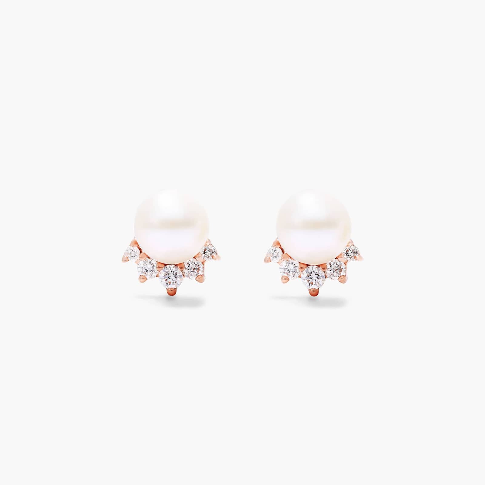 Crown Freshwater Pearl and Diamond Earrings In 14K Rose Gold By James Allen