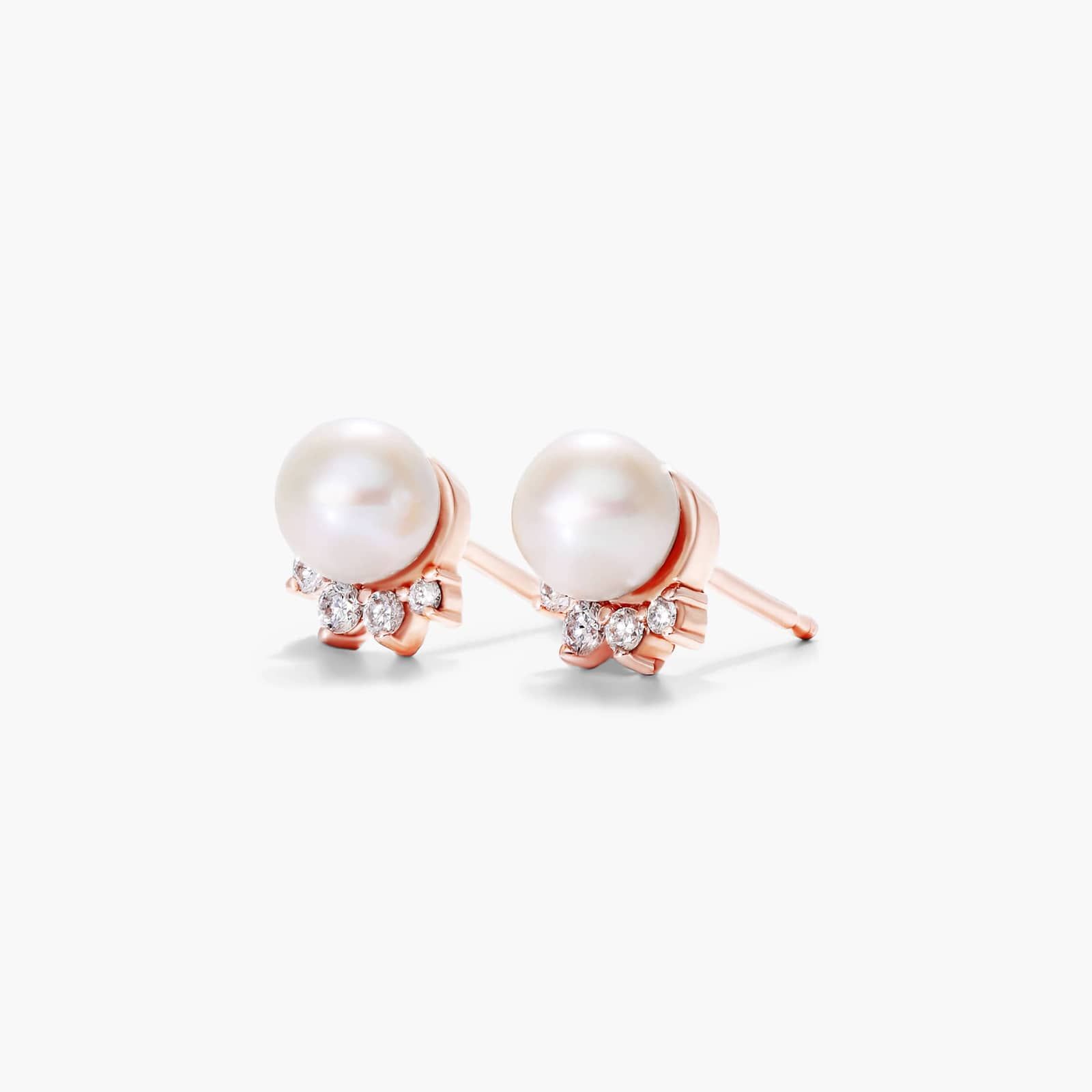 Crown Freshwater Pearl and Diamond Earrings In 14K Rose Gold By James Allen