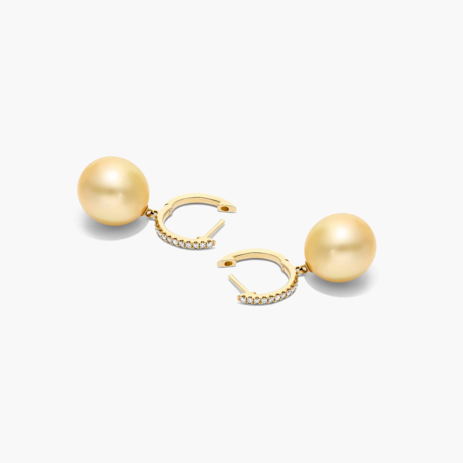 Cultured South Sea Pearl And Diamond Drop Earrings In 14K Yellow Gold (10.0-11.0mm) By James Allen