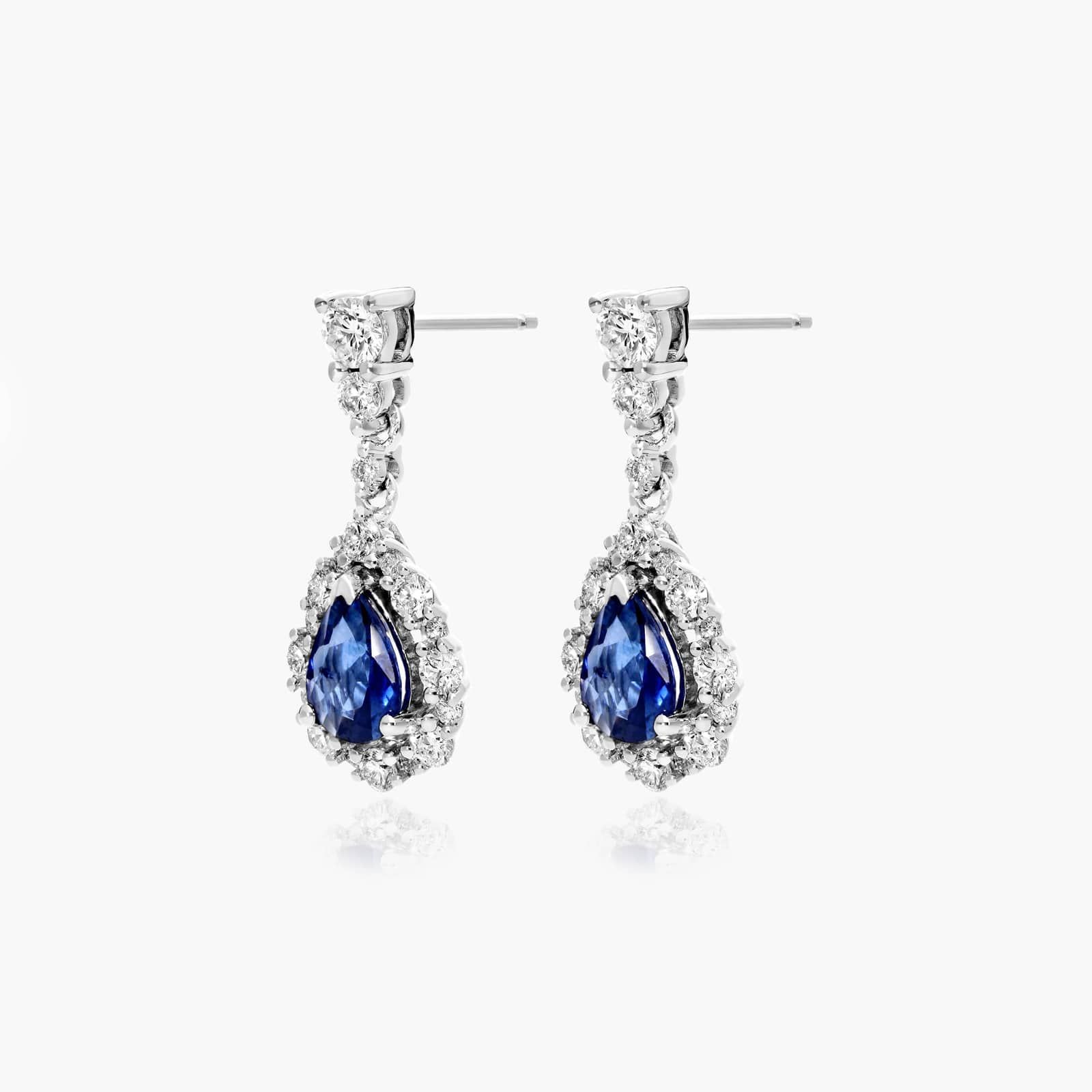 Teardrop Sapphire And Diamond Earrings In 14K White Gold By James Allen