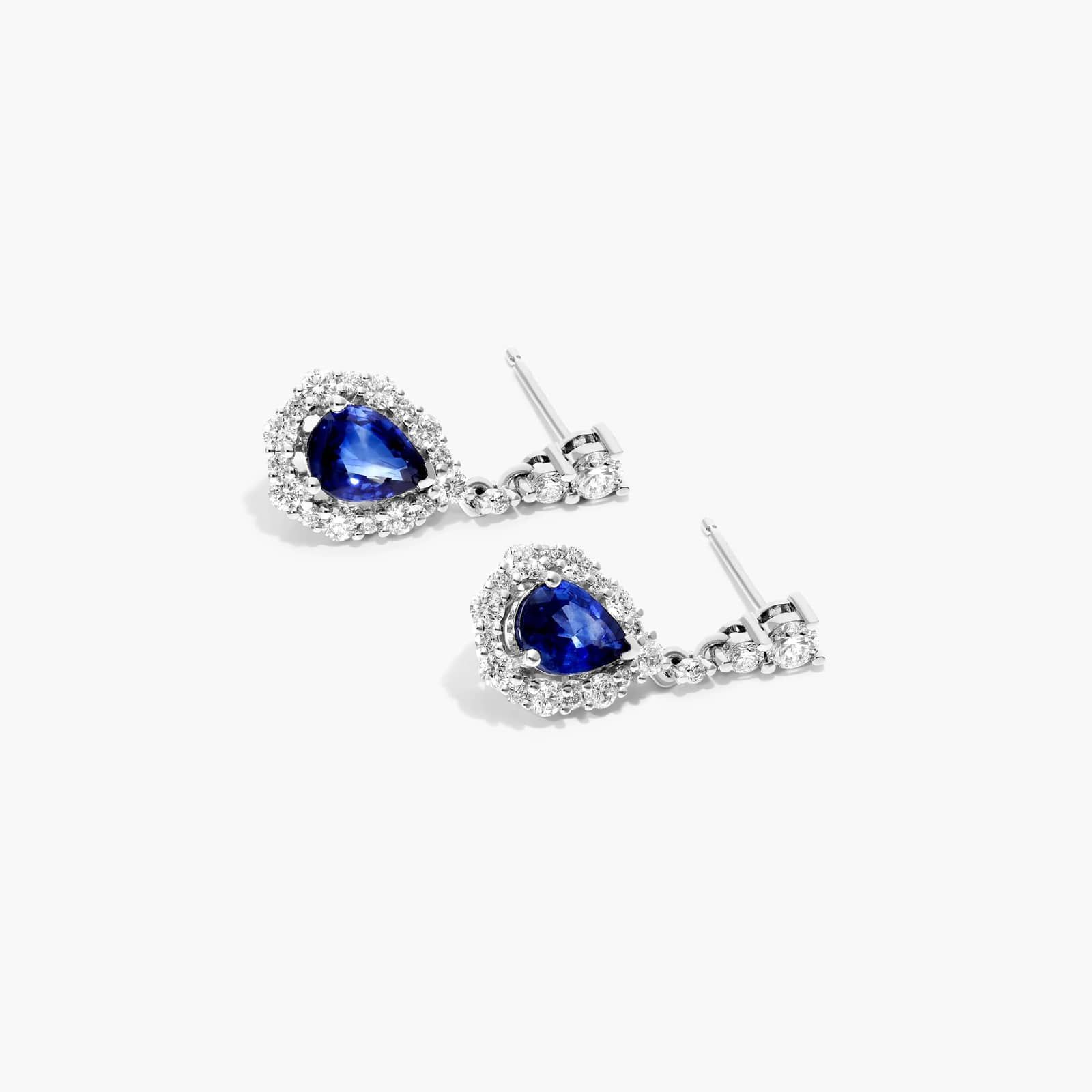 Teardrop Sapphire And Diamond Earrings In 14K White Gold By James Allen