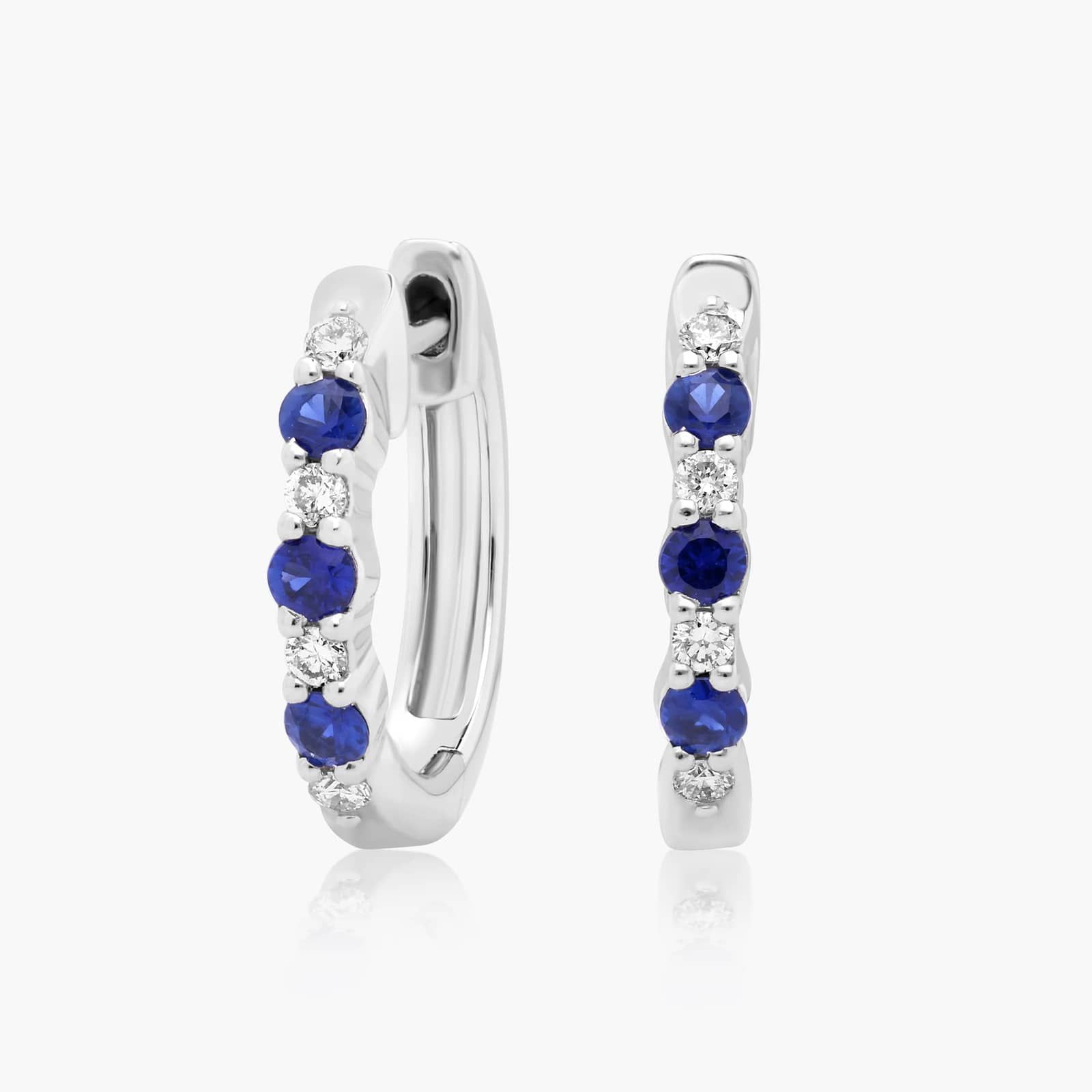 Alternating Sapphire Huggie Hoop Earrings In 14K White Gold By James Allen