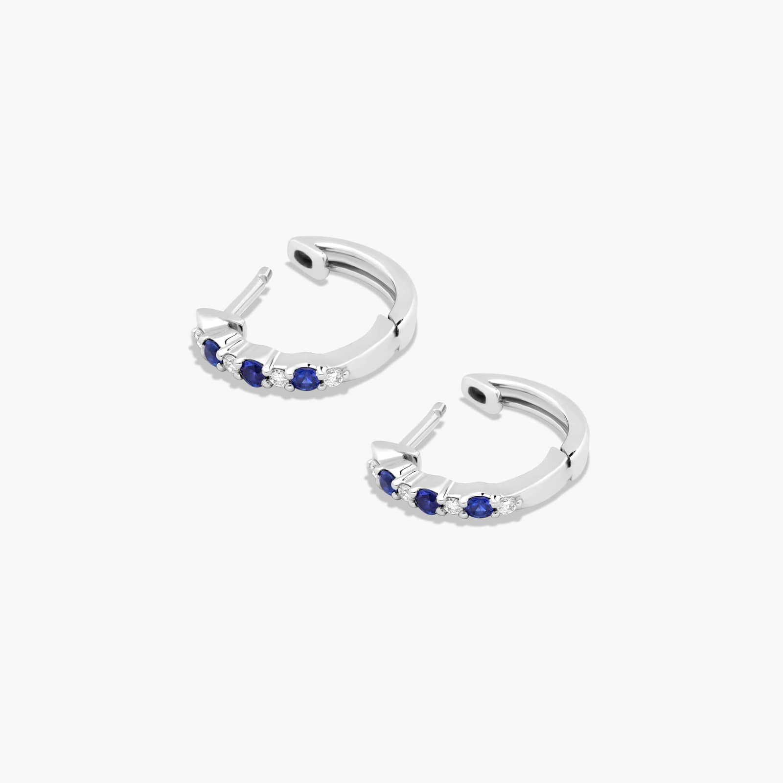 Alternating Sapphire Huggie Hoop Earrings In 14K White Gold By James Allen
