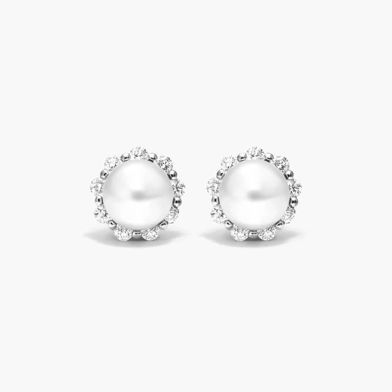 Cultured Akoya Pearl Stud And Diamond Jacket Earrings In 14K White Gold By James Allen