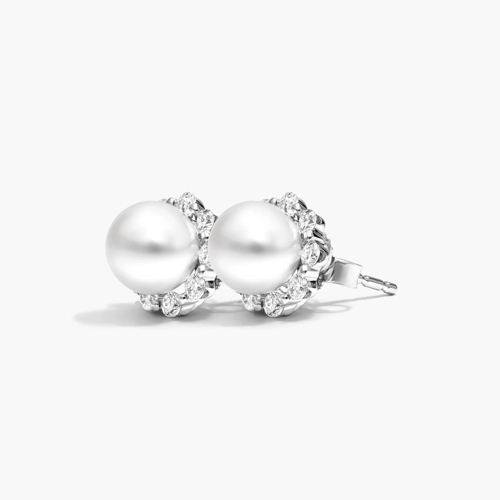 Cultured Akoya Pearl Stud And Diamond Jacket Earrings In 14K White Gold By James Allen