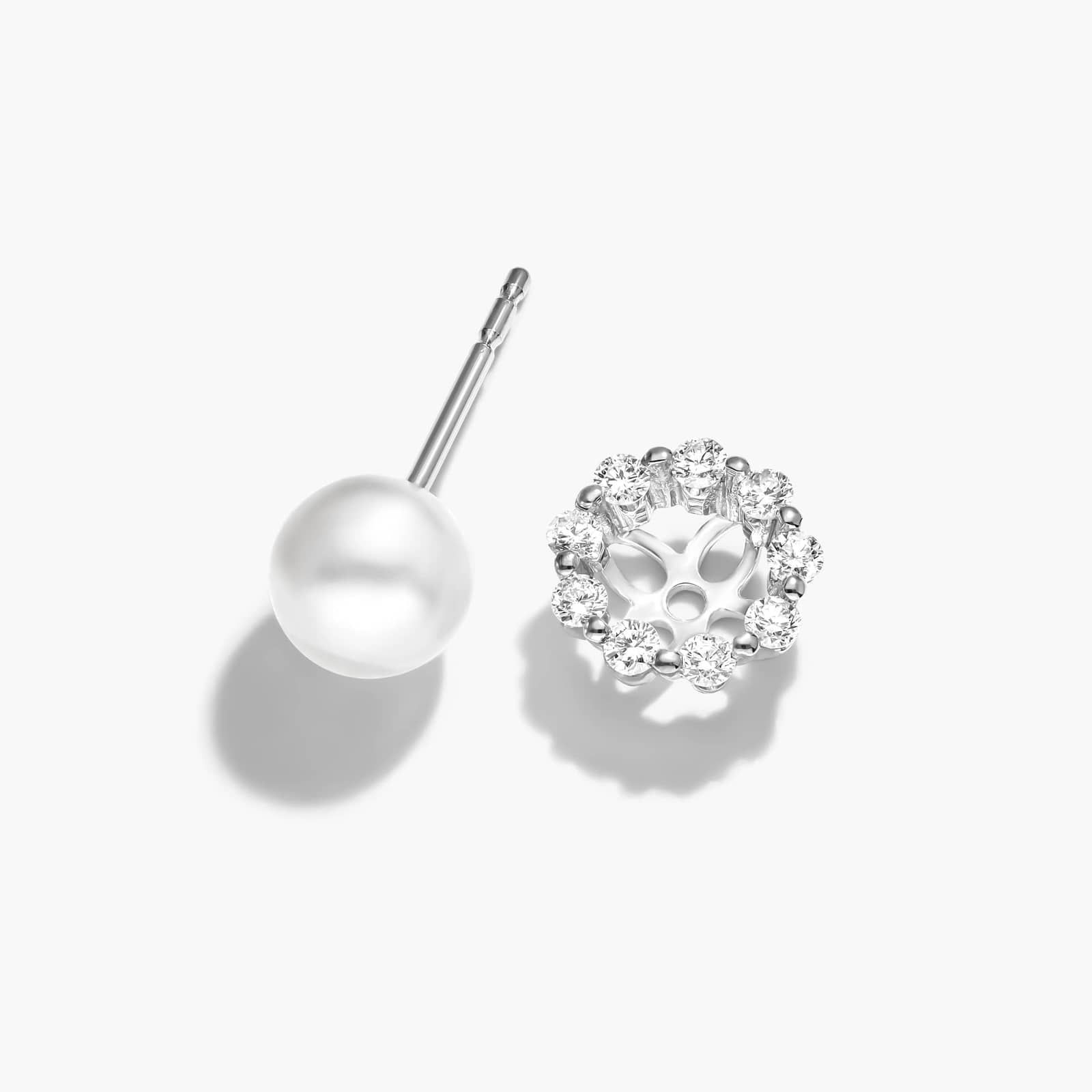 Cultured Akoya Pearl Stud And Diamond Jacket Earrings In 14K White Gold By James Allen