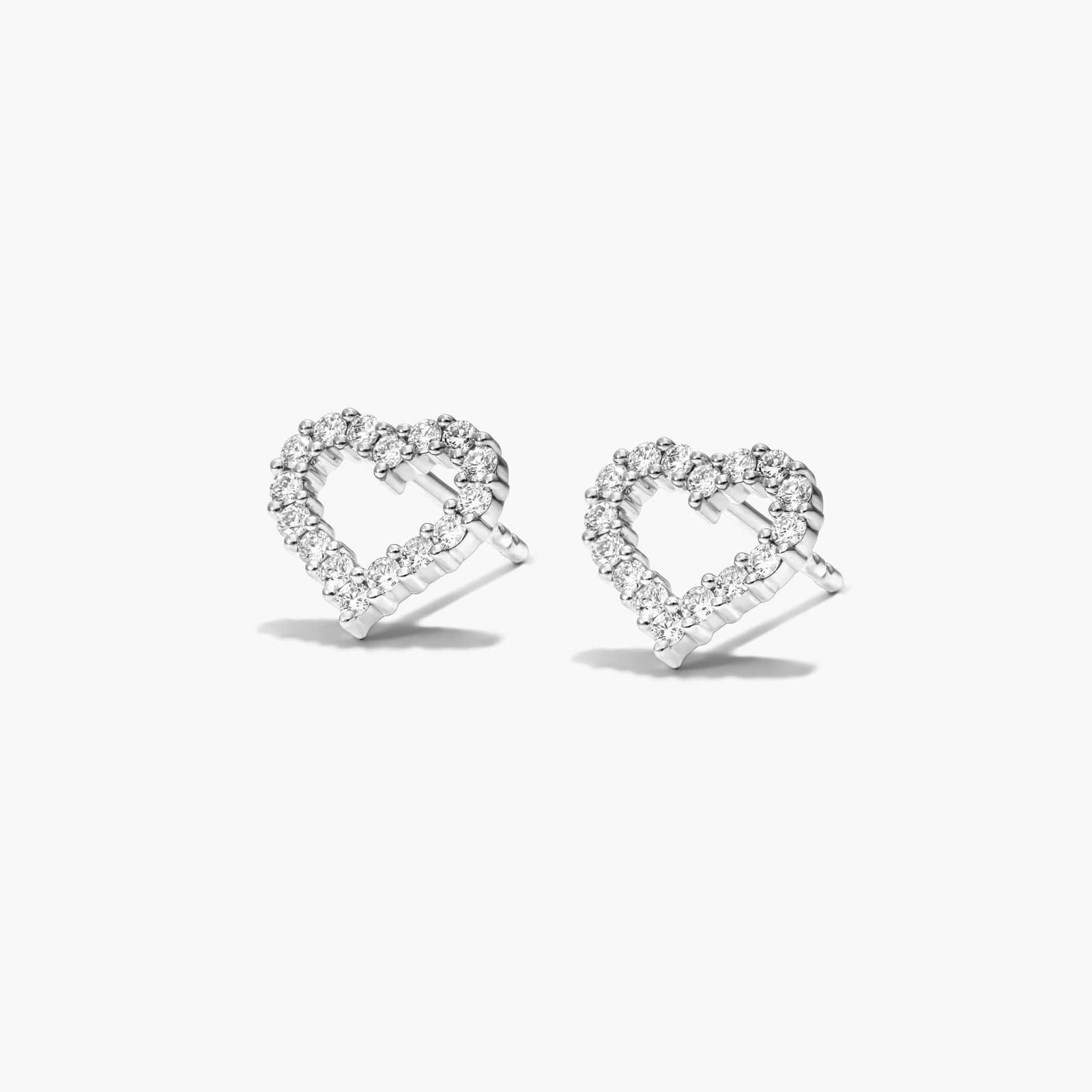 Petite Heart Shape Diamond Earrings In 14K White Gold By James Allen
