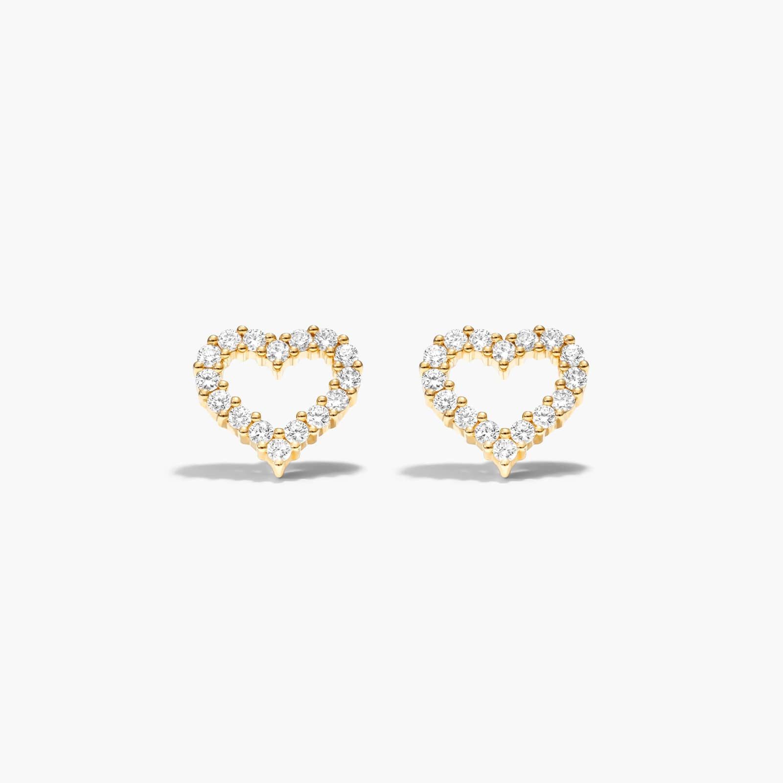 Petite Heart Shape Diamond Earrings In 14K Yellow Gold By James Allen