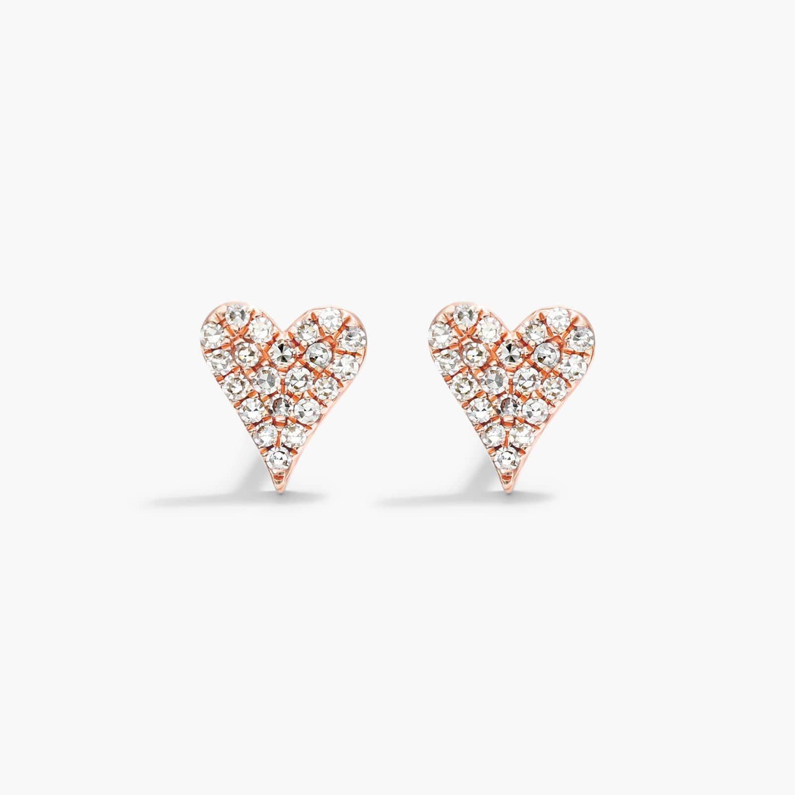 Heart Earrings With Round Diamonds In 14K Rose Gold By James Allen