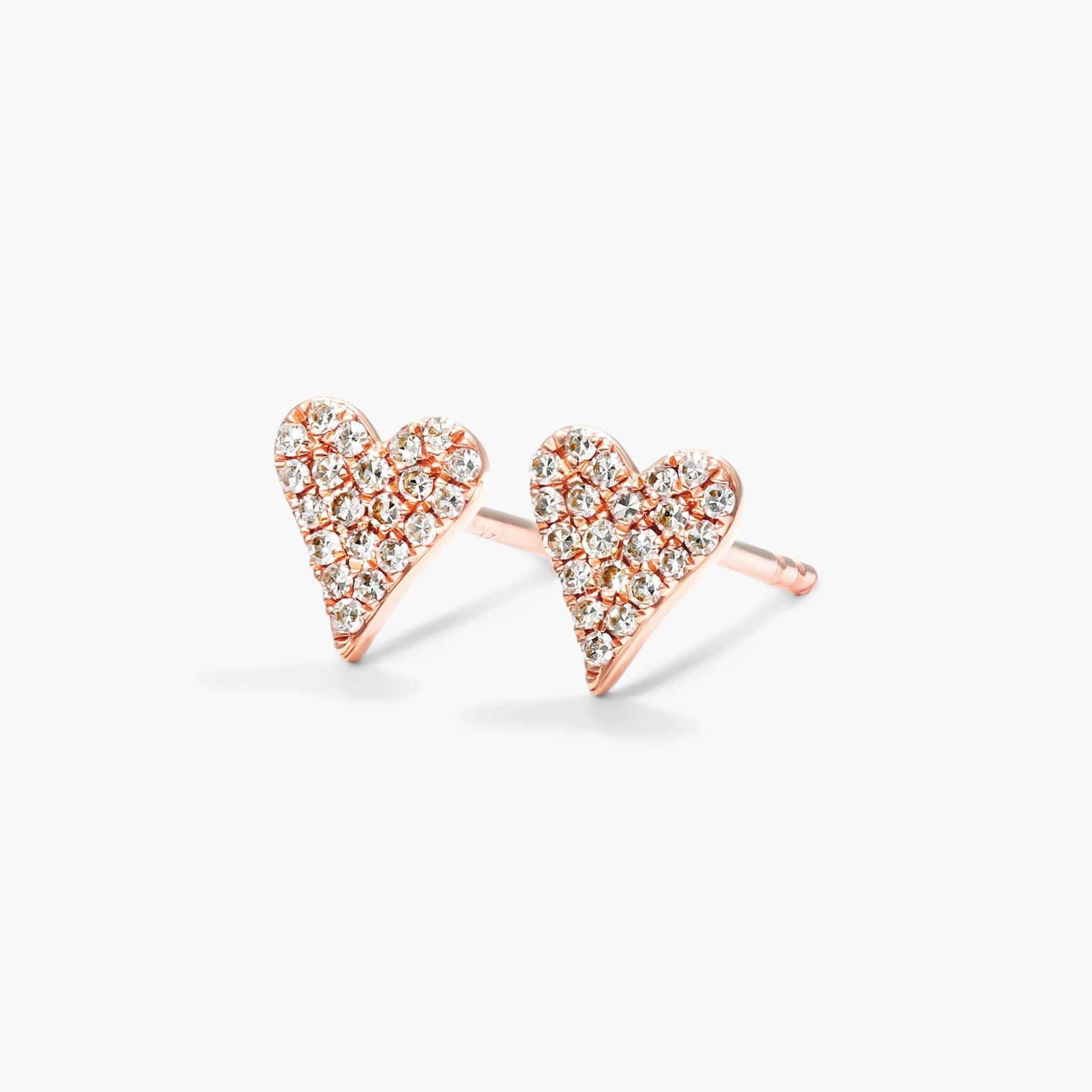 Heart Earrings With Round Diamonds In 14K Rose Gold By James Allen