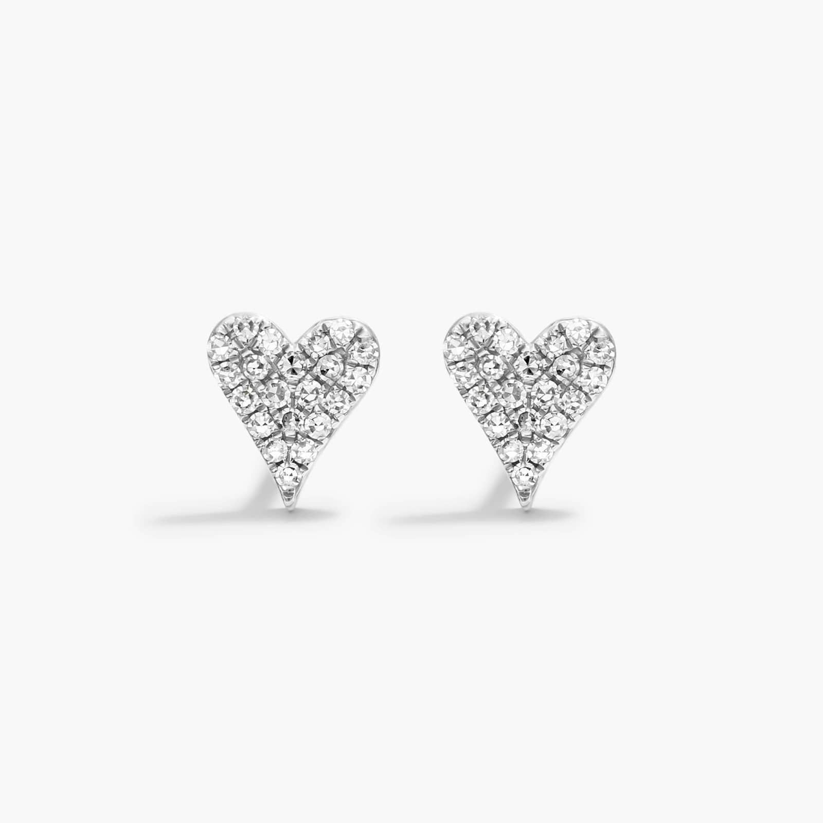 Heart Earrings With Round Diamonds In 14K White Gold By James Allen