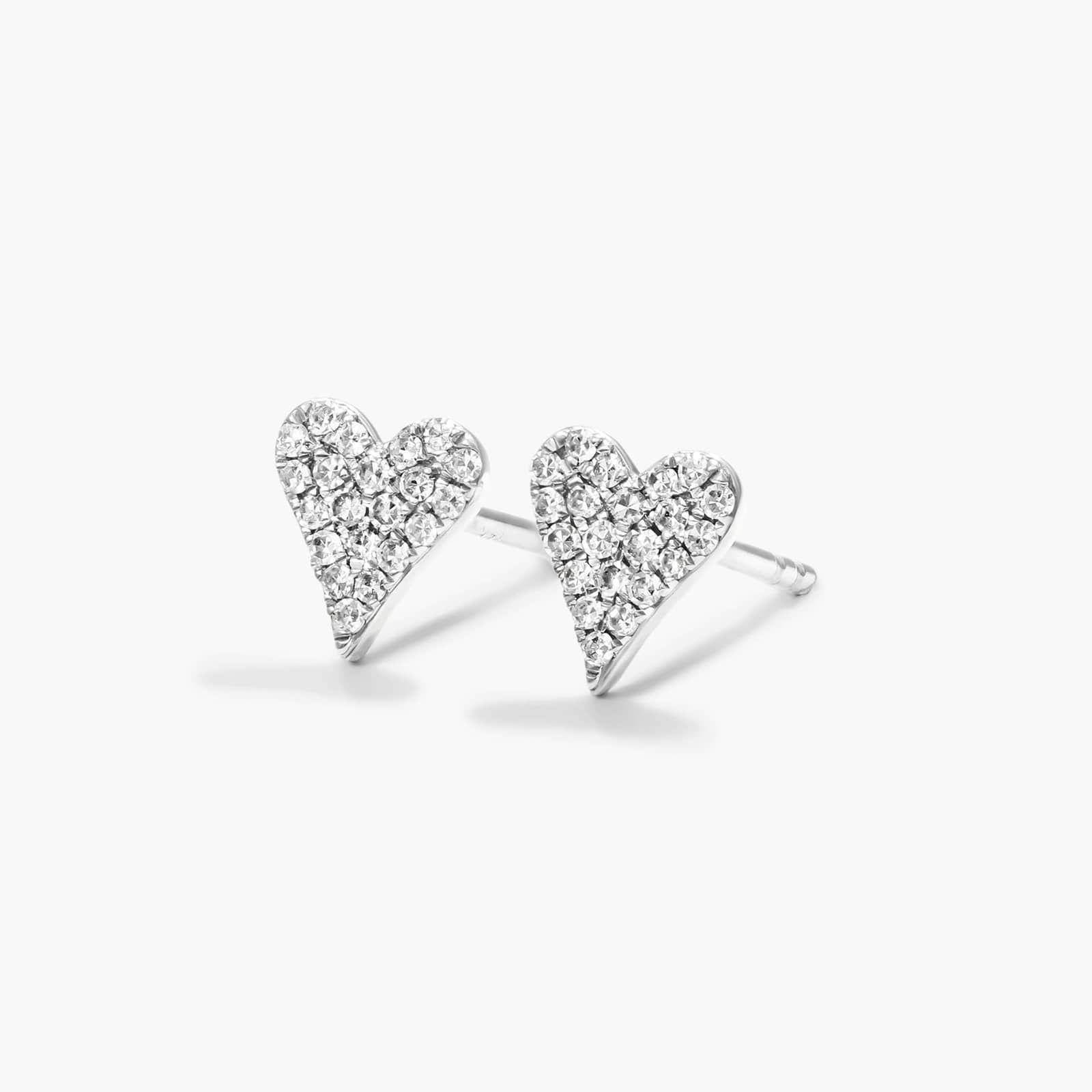 Heart Earrings With Round Diamonds In 14K White Gold By James Allen