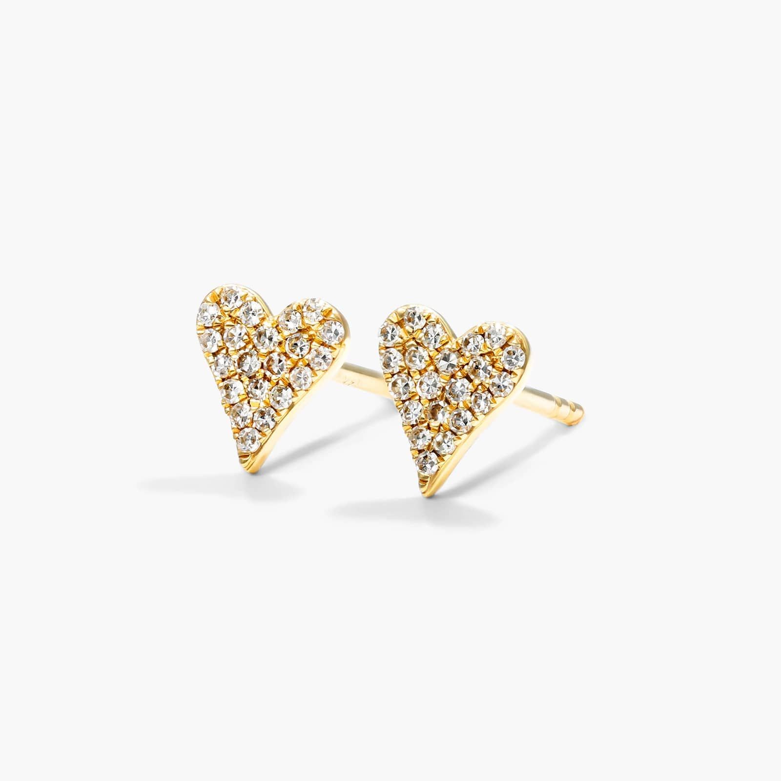 Heart Earrings With Round Diamonds In 14K Yellow Gold By James Allen