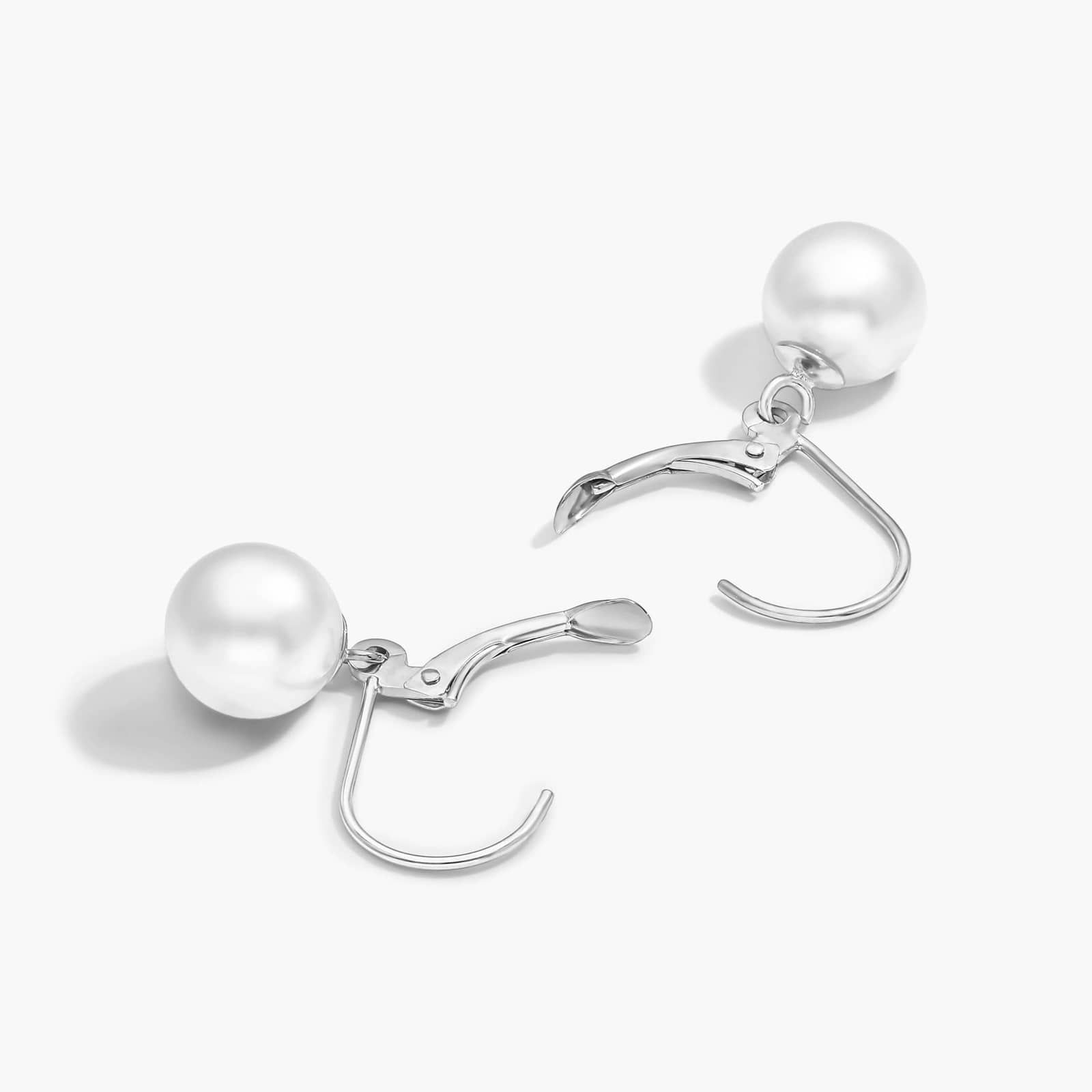 Cultured Akoya Pearl Leverback Earrings In 14K White Gold By James Allen