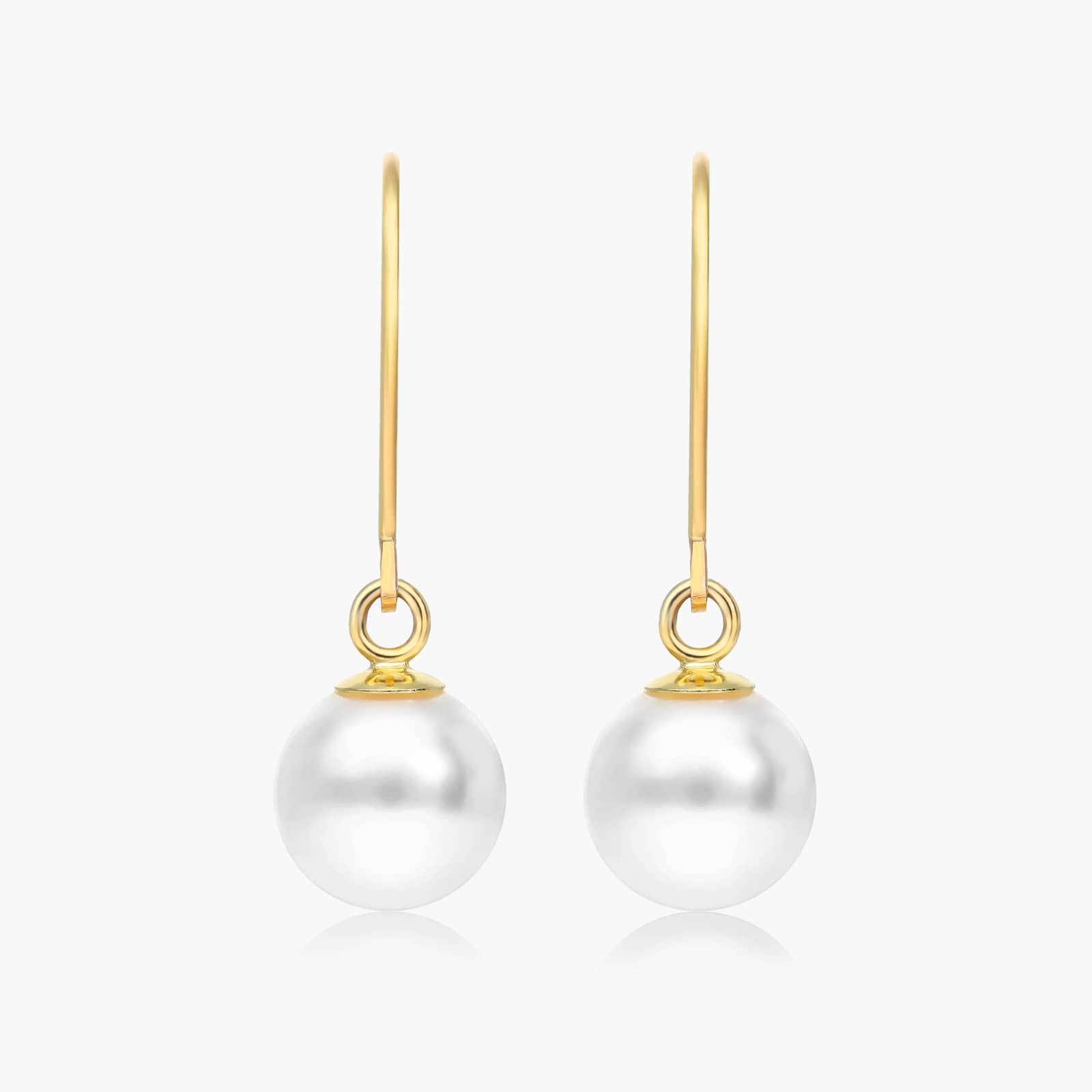 Cultured Akoya Pearl Leverback Earrings In 14K Yellow Gold By James Allen