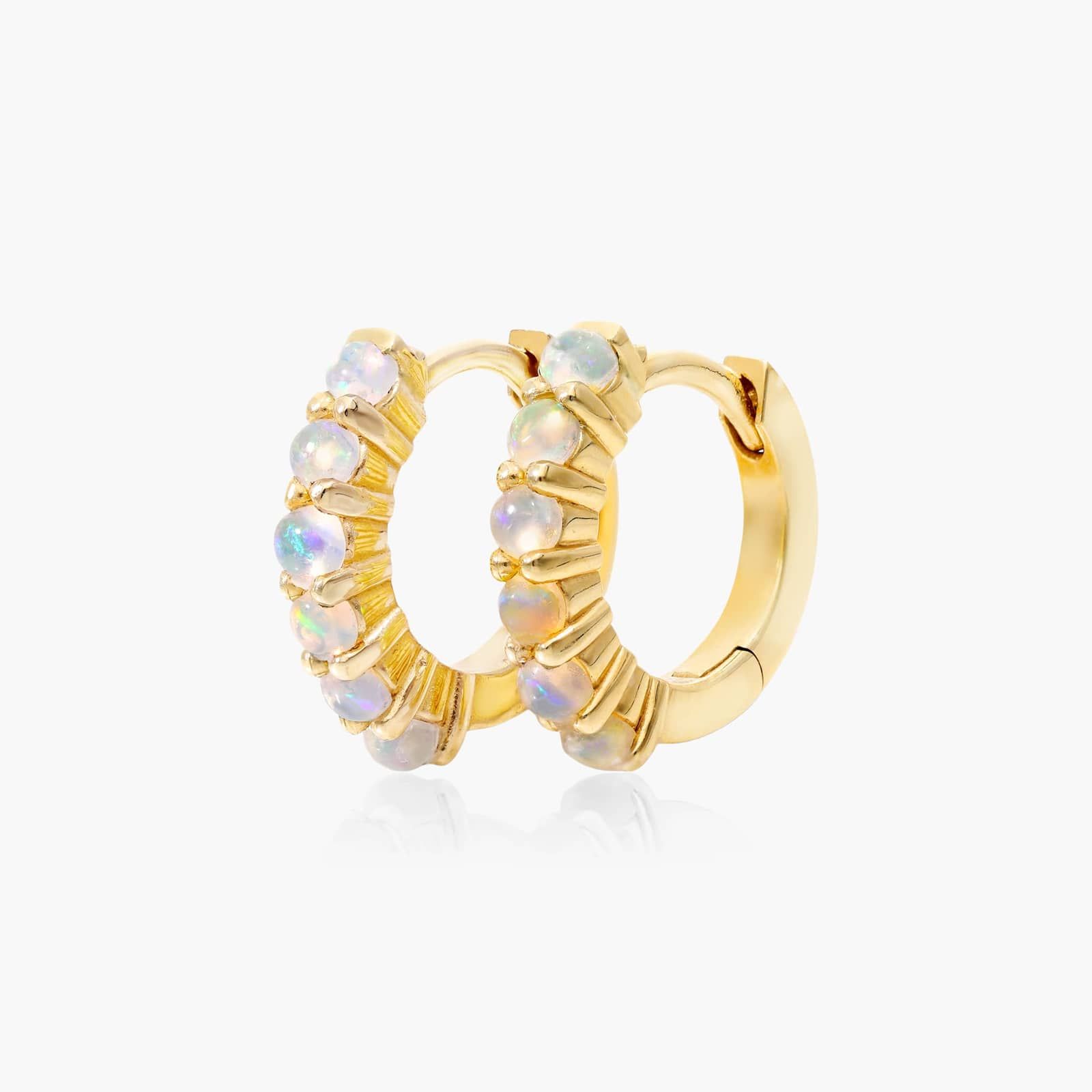 14K Yellow Ethiopian Opal Row Hoop Earrings By James Allen