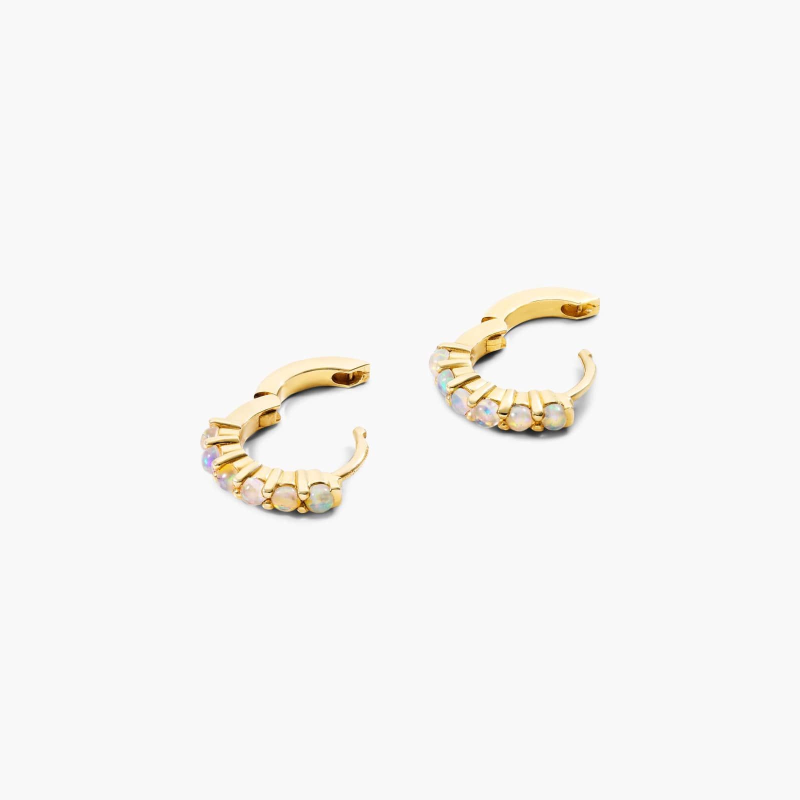 14K Yellow Ethiopian Opal Row Hoop Earrings By James Allen