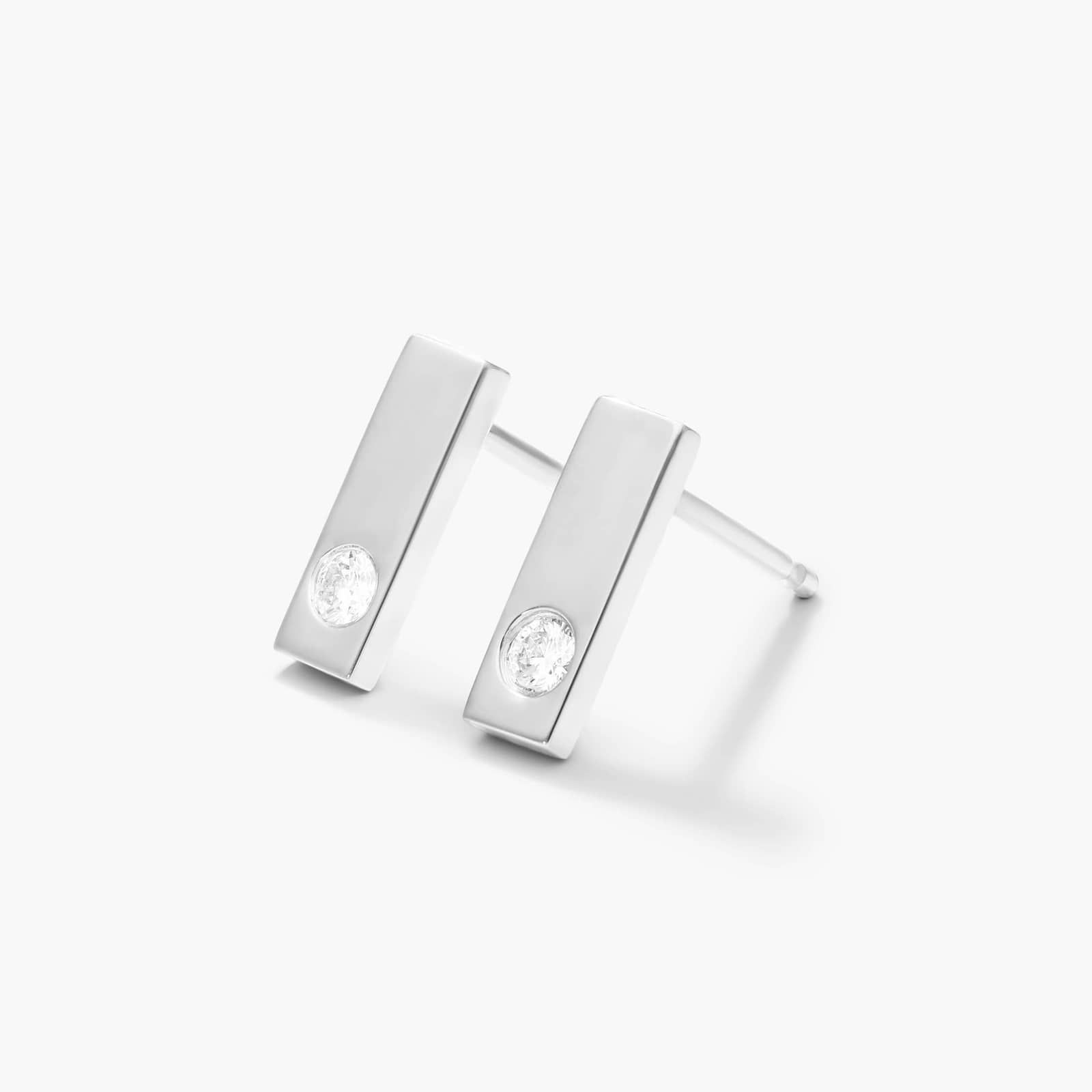 Petite Bar Diamond Earrings In 14K White Gold By James Allen