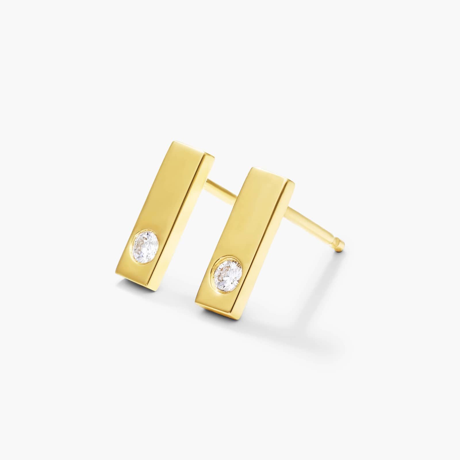 Petite Bar Diamond Earrings In 14K Yellow Gold By James Allen