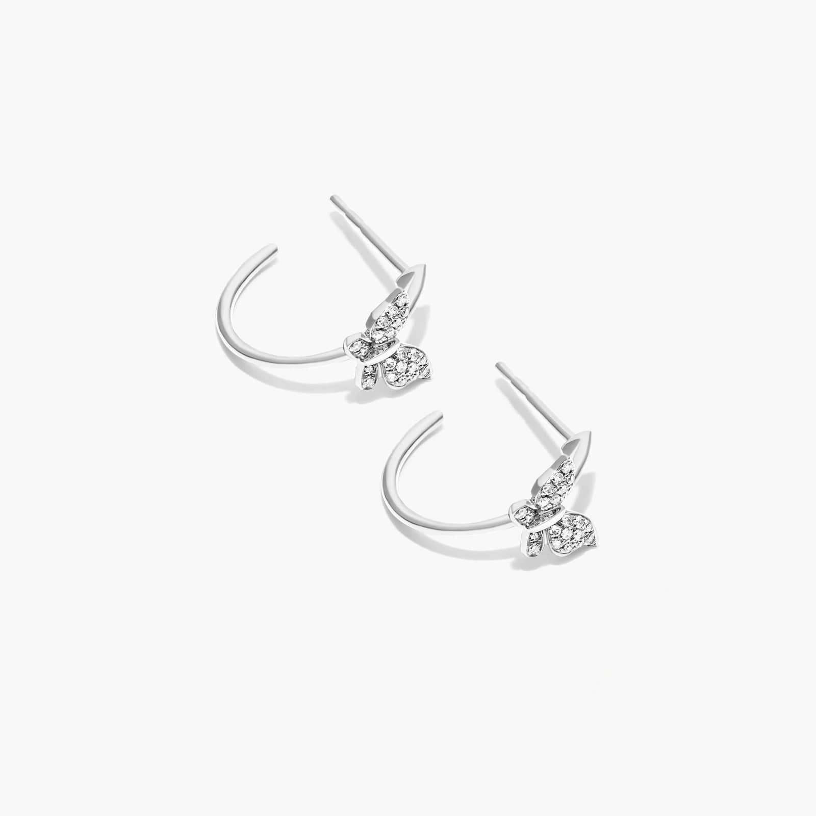Butterfly Diamond Hoop Earrings In 14K White Gold By James Allen