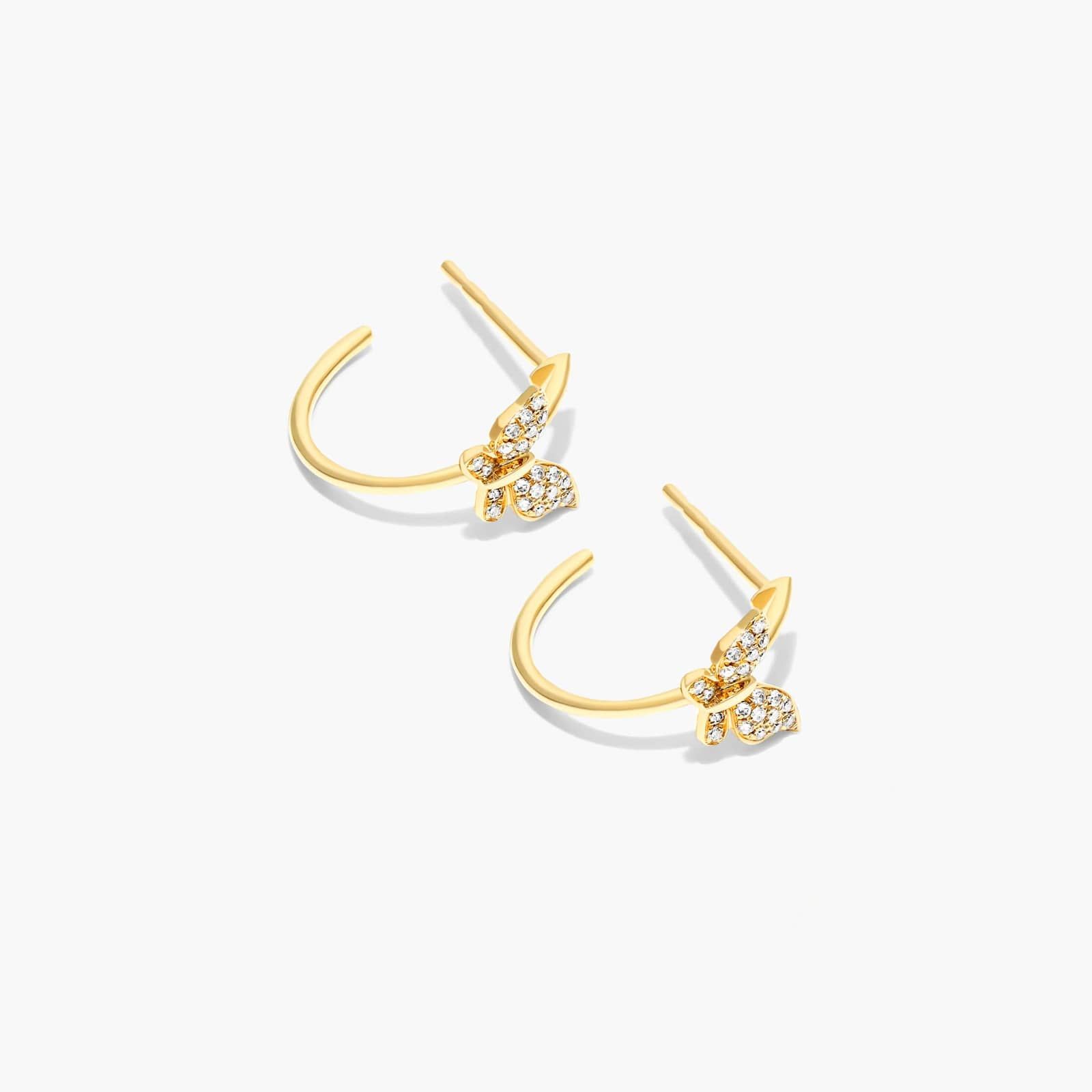 Butterfly Diamond Hoop Earrings In 14K Yellow Gold By James Allen