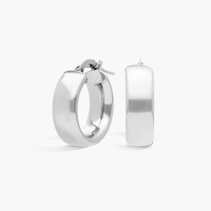 Round Hoop Earrings (6x10mm) in Sterling Silver