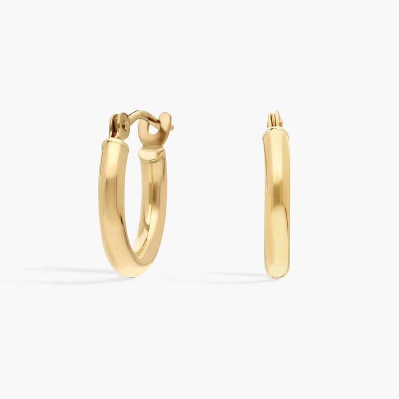 Round Hoop Earrings (2x12mm) in 14K Yellow Gold