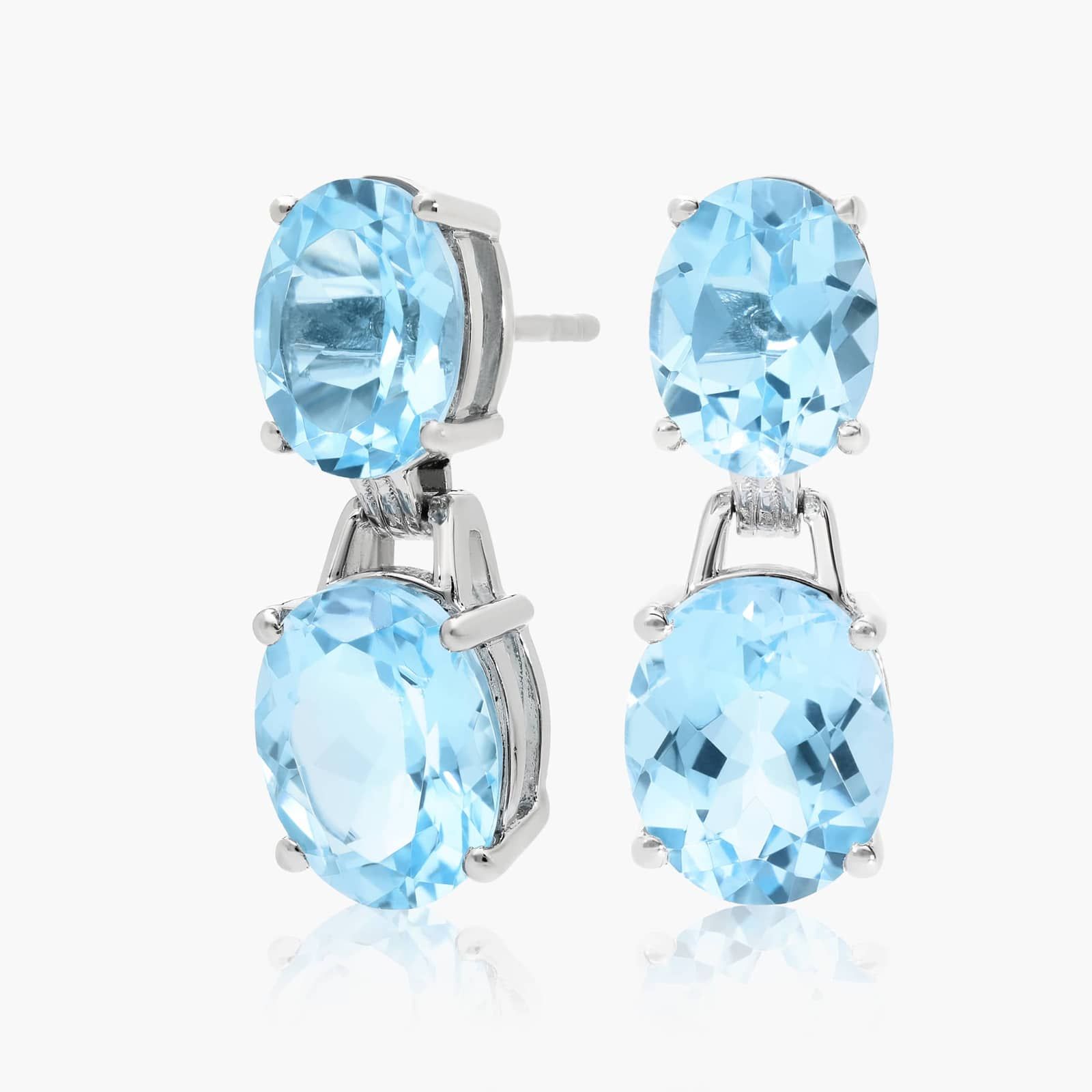 Blue Topaz Drop Earrings in Sterling Silver