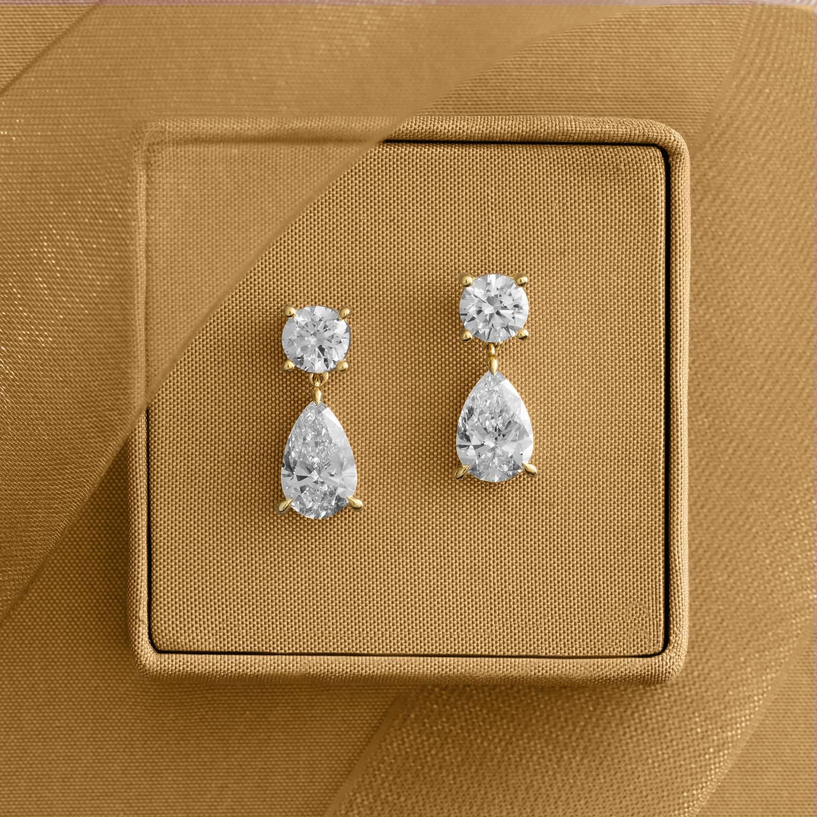 Lab-Grown Diamond Drop Earrings in 14K Yellow Gold (3 ct. tw.)