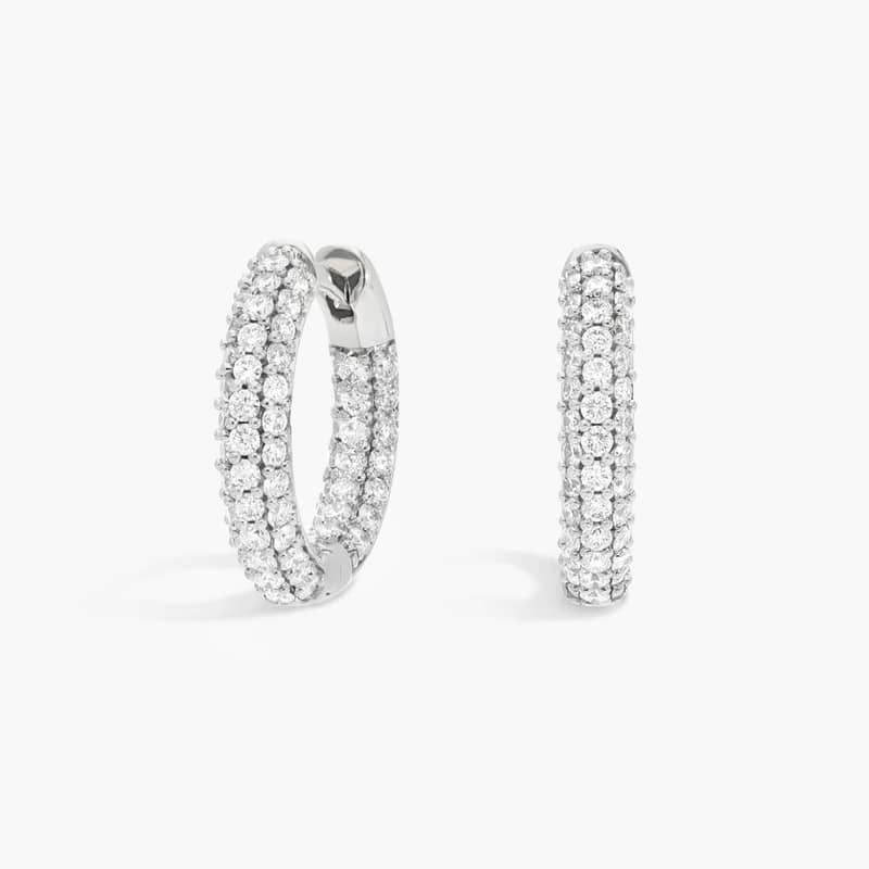 Inside Out Diamond Hoops in 14K White Gold (1 ct. tw.)