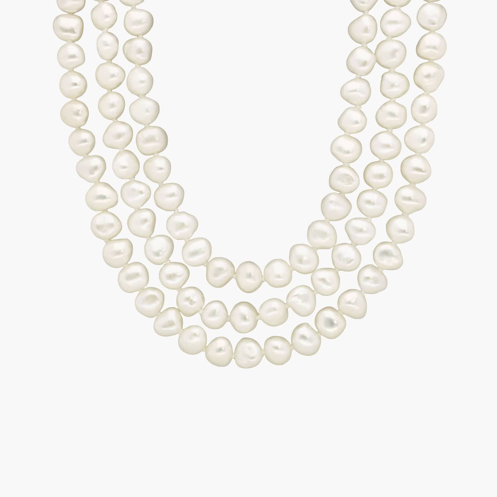 thumbnail image 2 of 50-Inch Gray Labradorite & Pearl Necklace – 3 Strand Beaded, Handmade, Nickel-Free 2 of 13
