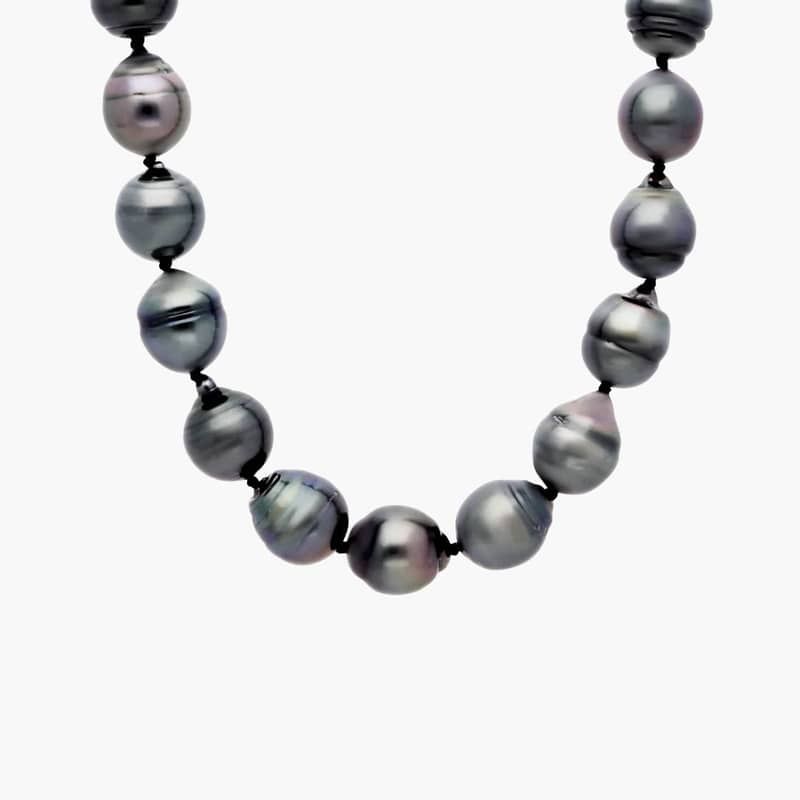 Baroque Tahitian Cultured Pearl Necklace with 18k White Gold (10-11mm)