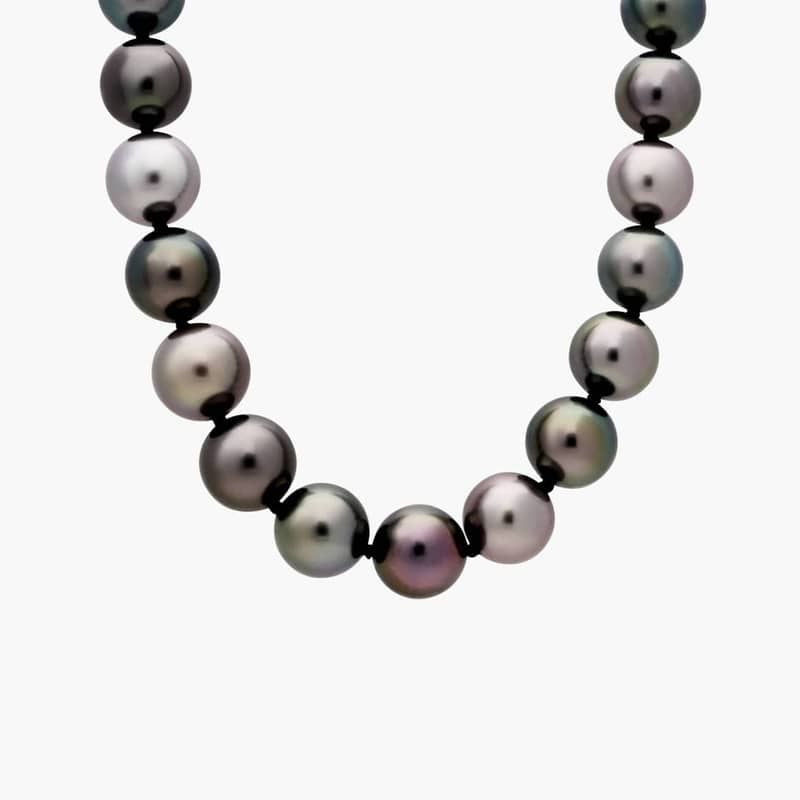 Multi-Color Tahitian Cultured Pearl Necklace in 18k White Gold (8.0-10.5mm)