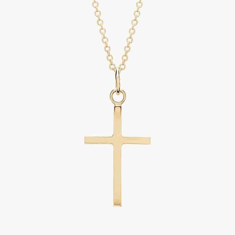 18" Petite Cross Pendant in 14k Yellow Gold