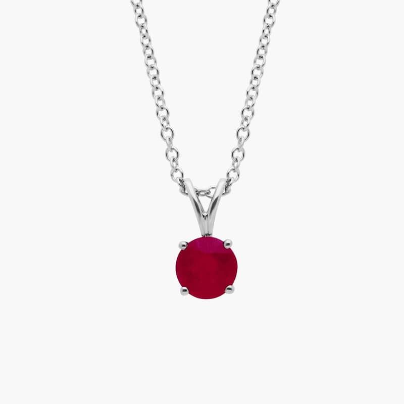 Ruby Solitaire Pendant in 18k White Gold (5mm)