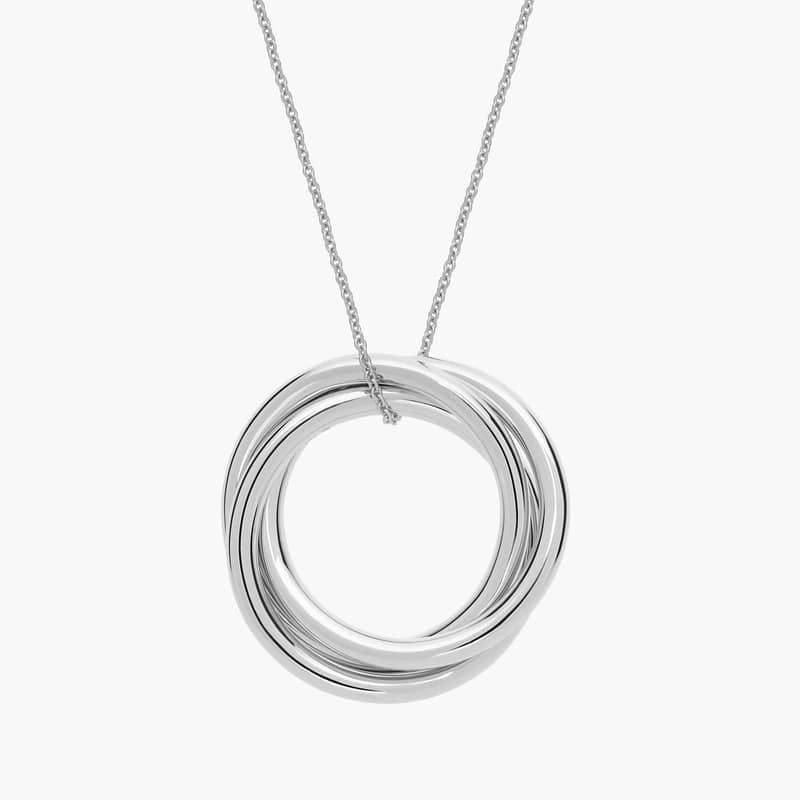 18" Infinity Rings Pendant in 14k White Gold (1 mm)