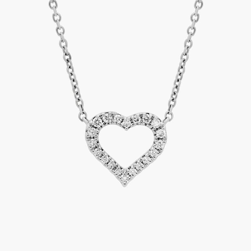 Mini Heart Diamond Pendant in 14k White Gold (1/10 ct. tw.)