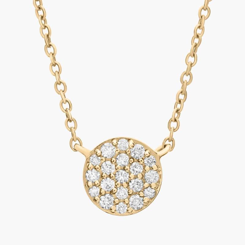 Mini Micropavé Button Diamond Necklace in 14k Yellow Gold (1/10 ct. tw.)