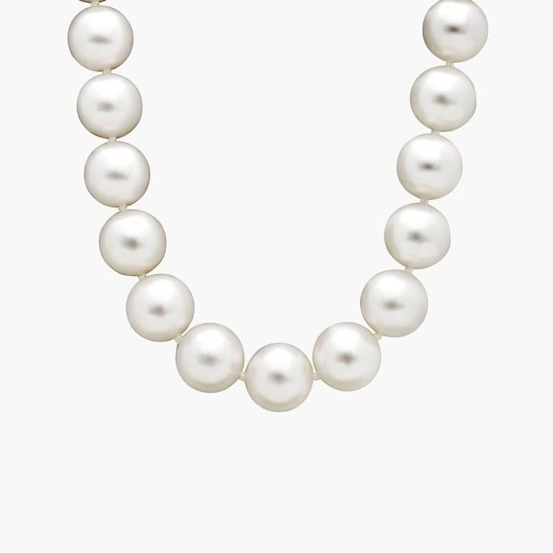 South Sea Cultured Pearl Strand Necklace in 18k White Gold (10-12.2mm)