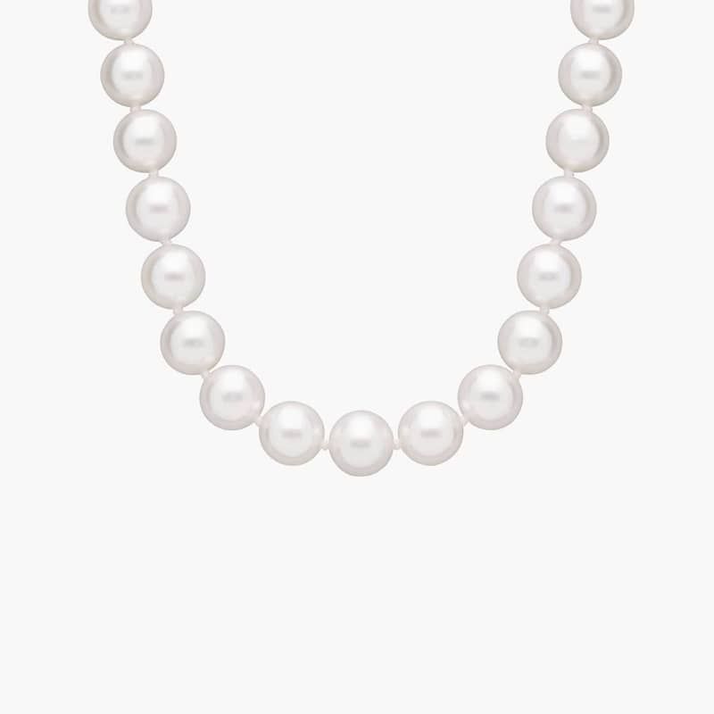 24" Classic Akoya Cultured Pearl Strand Necklace in 18k White Gold (7.5-8.0mm)