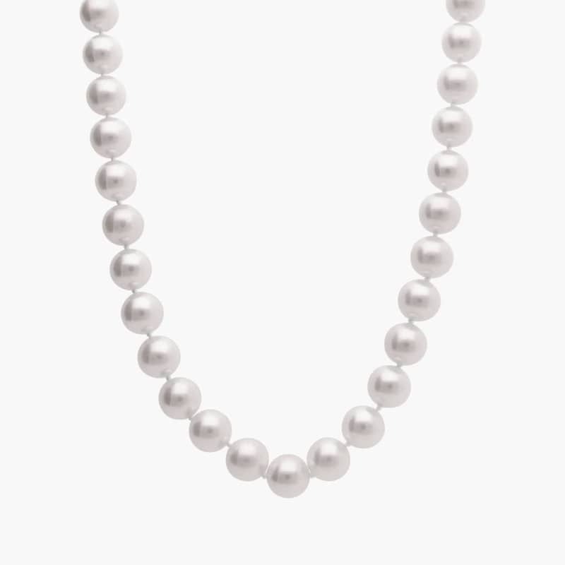 24" Classic Akoya Cultured Pearl Strand Necklace in 18k White Gold (8.0-8.5mm)