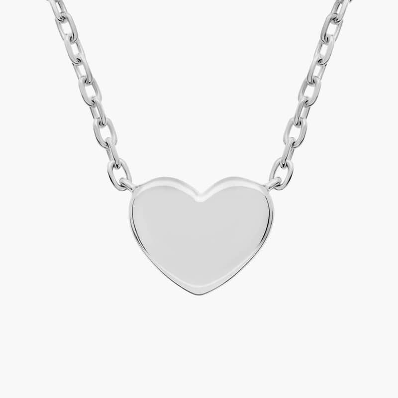 18" Mini Heart Necklace in Platinum