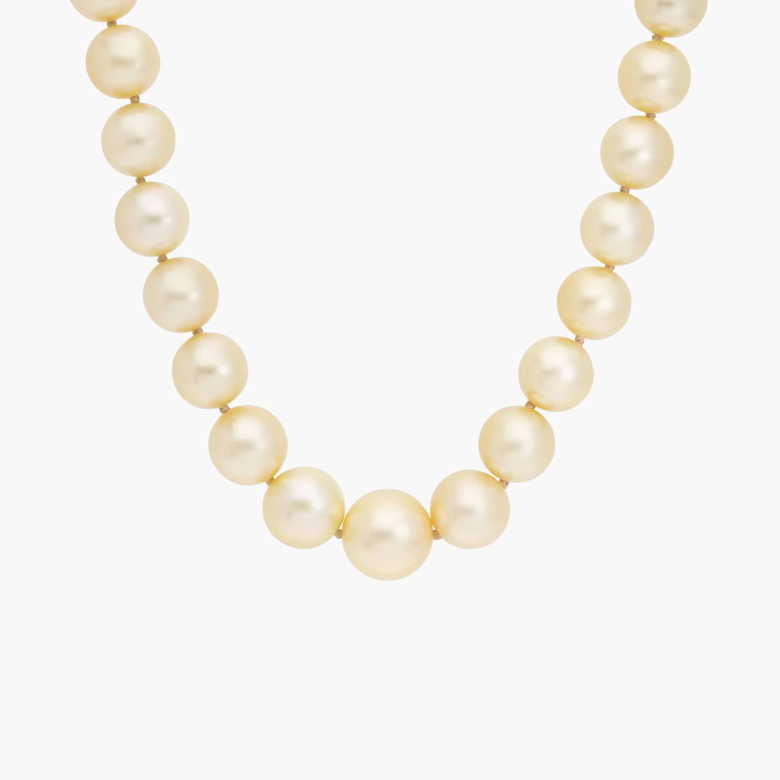 Golden South Sea Cultured Pearl Strand Necklace in 18k Yellow Gold (9-11mm)