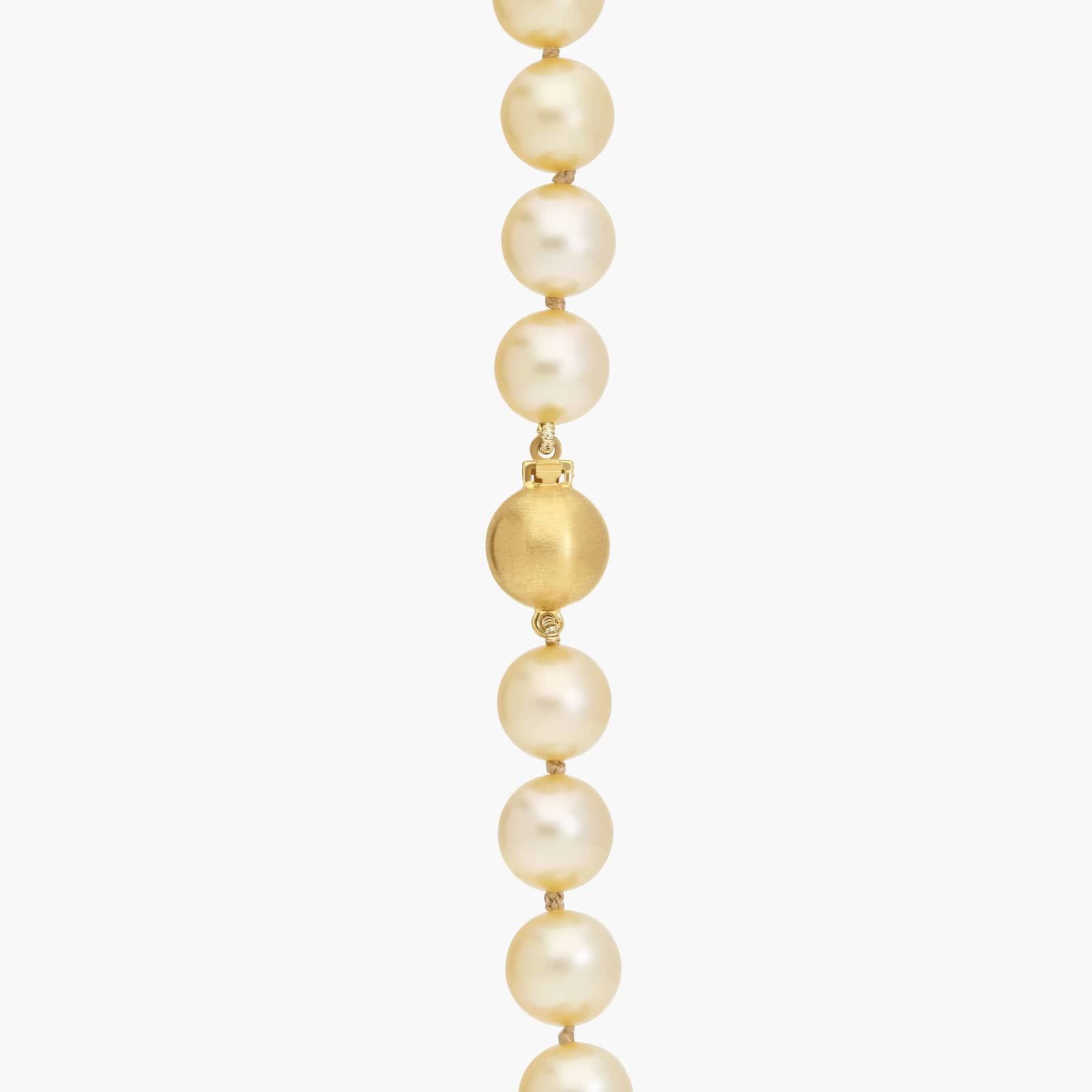 Golden South Sea Cultured Pearl Strand Necklace in 18k Yellow Gold (9-11mm)